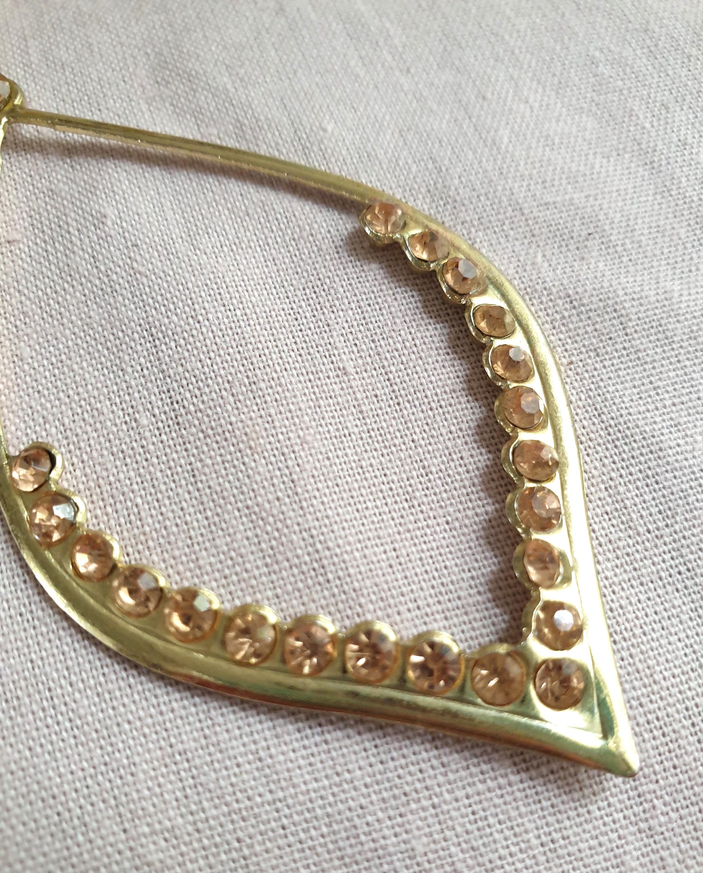 Gold Tone Pendant Necklace with Apricot Gems. Recycled Jewellery