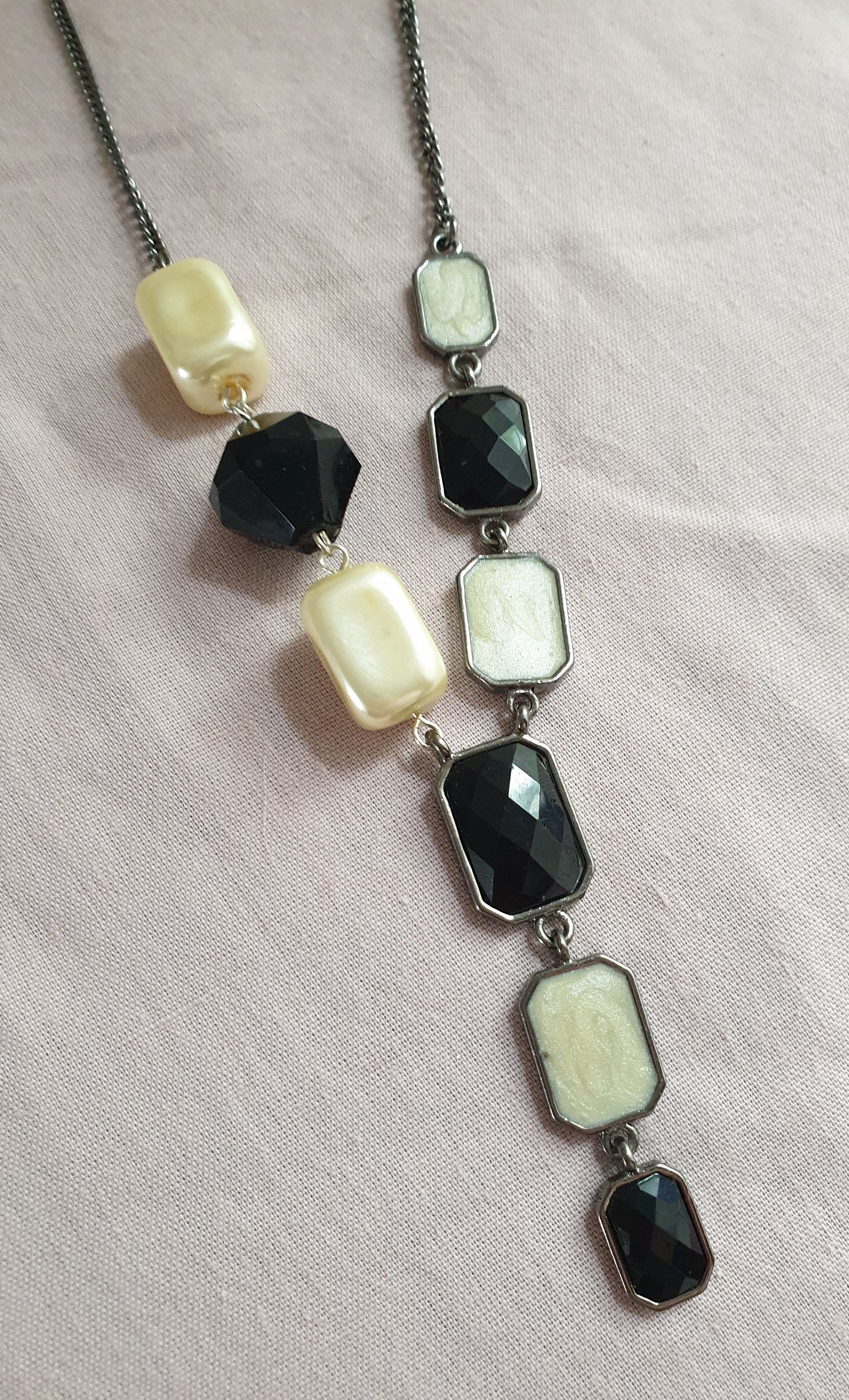 Black and Cream Statement Bib Necklace. Recycled Jewellery