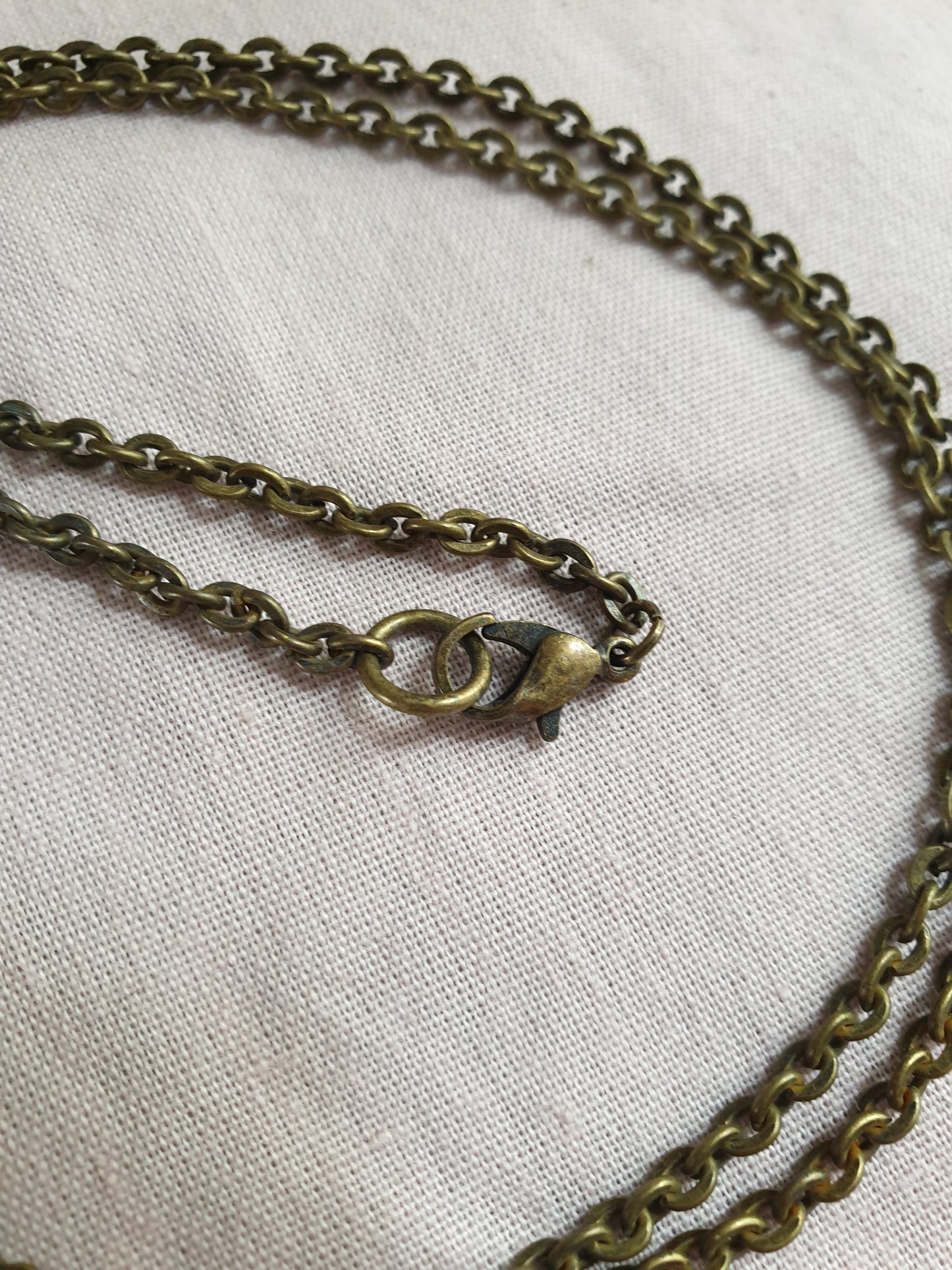 Long Line Bronze Tone Necklace with Bead Drop. Recycled Jewellery