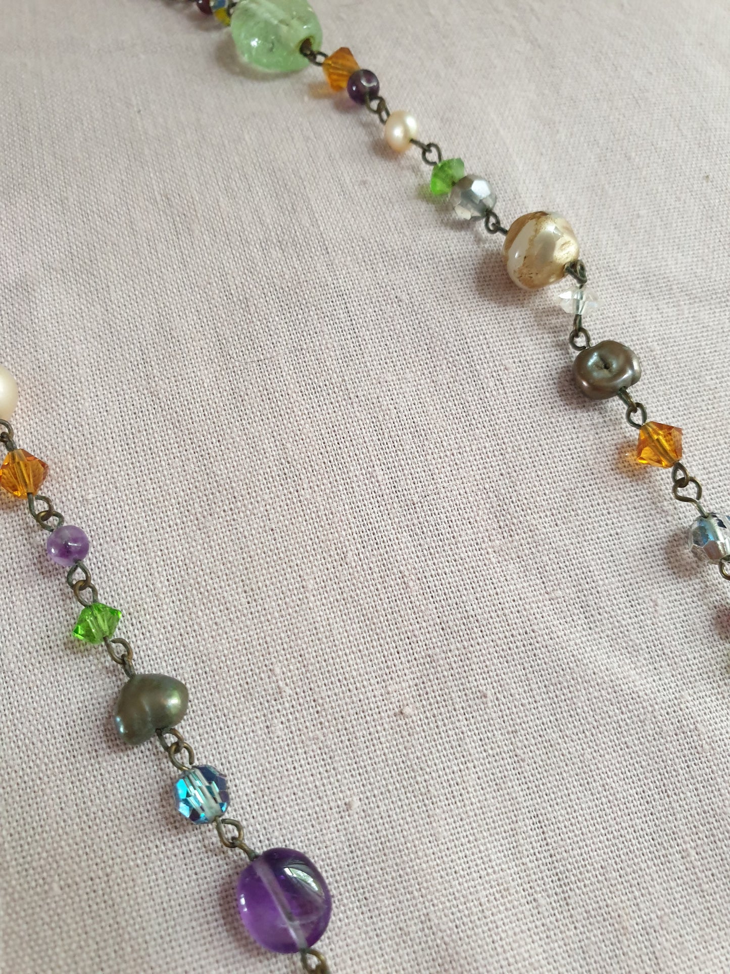 Dainty Multicolour Glass Beaded Necklace. Recycled Jewellery