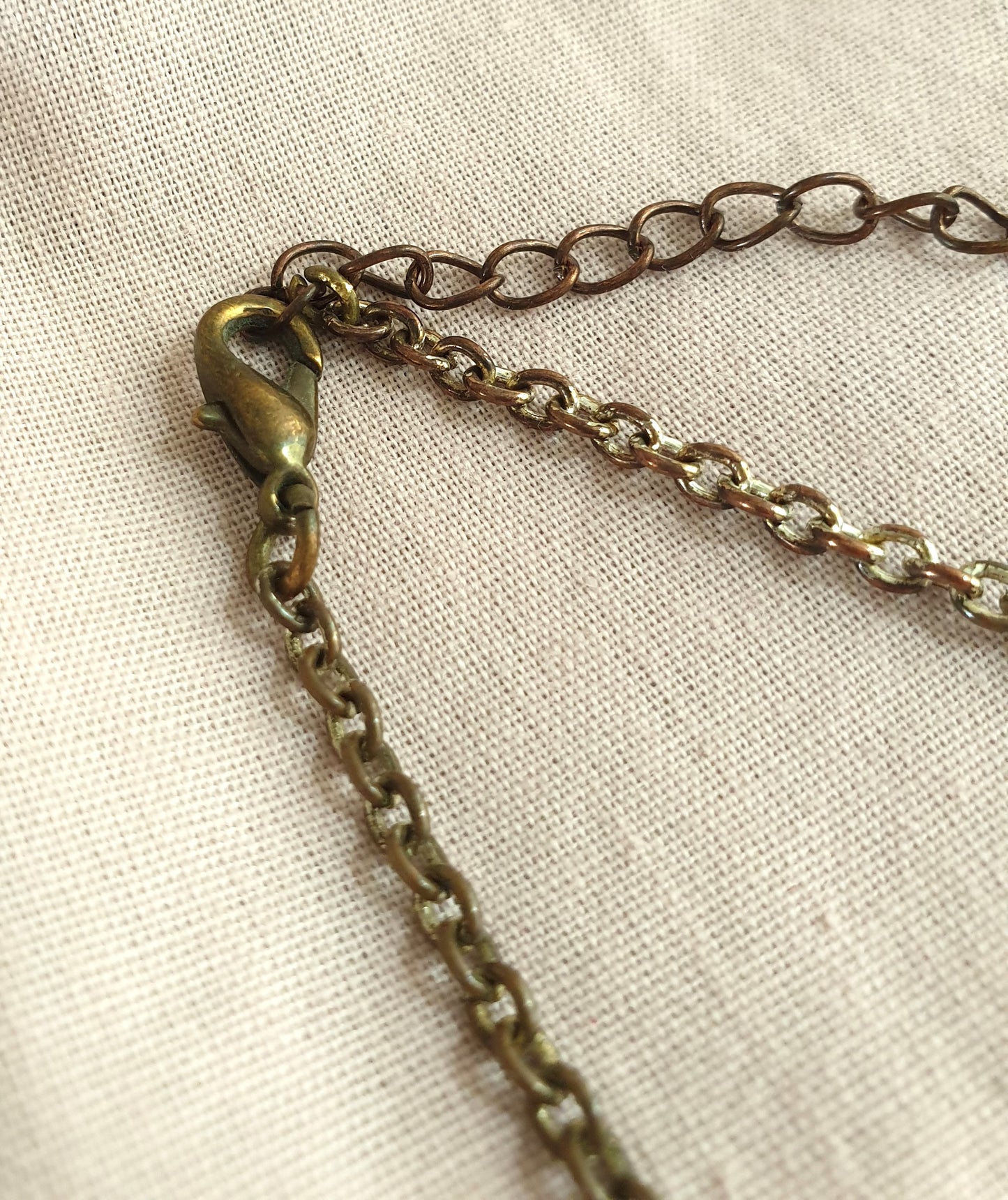 Long Line Bronze Tone Necklace with Bead Drop. Recycled Jewellery
