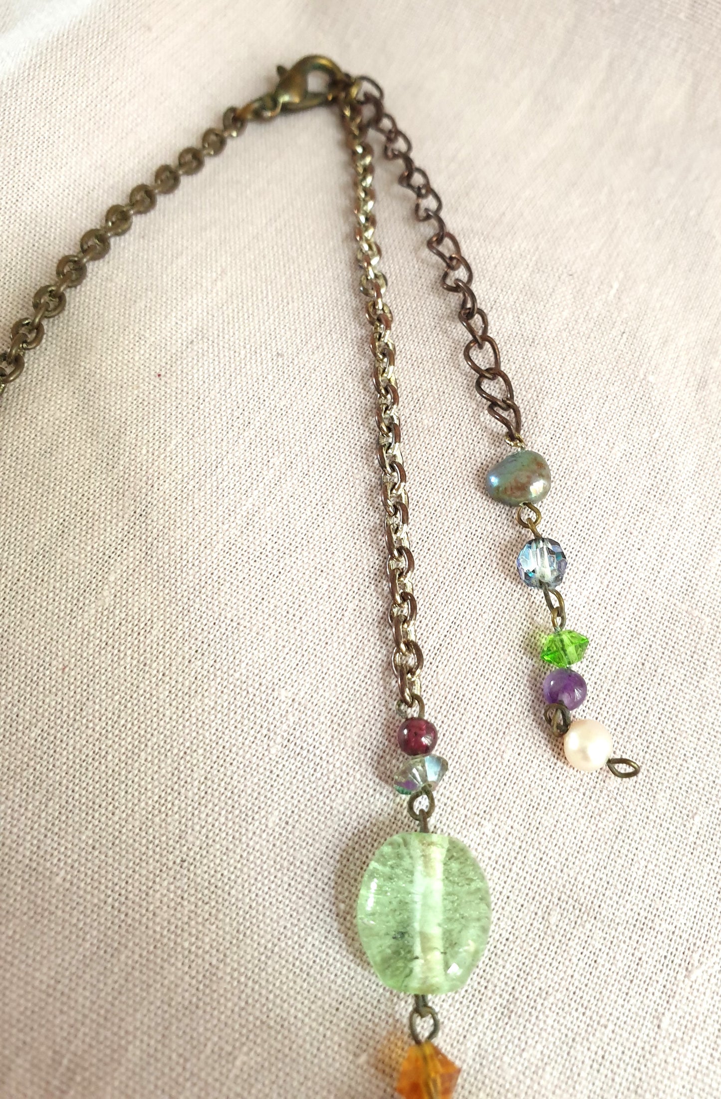 Dainty Multicolour Glass Beaded Necklace. Recycled Jewellery