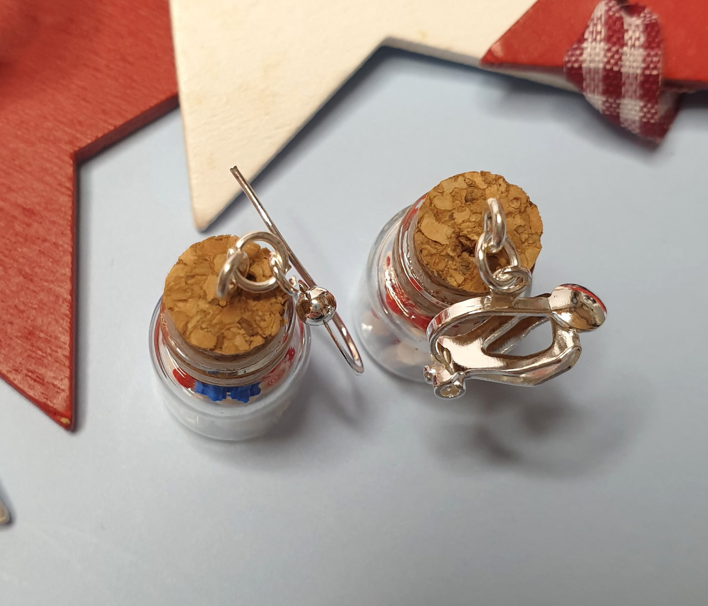 Christmas Candy Jar Earrings. Nickel Free Wires or Clip Ons