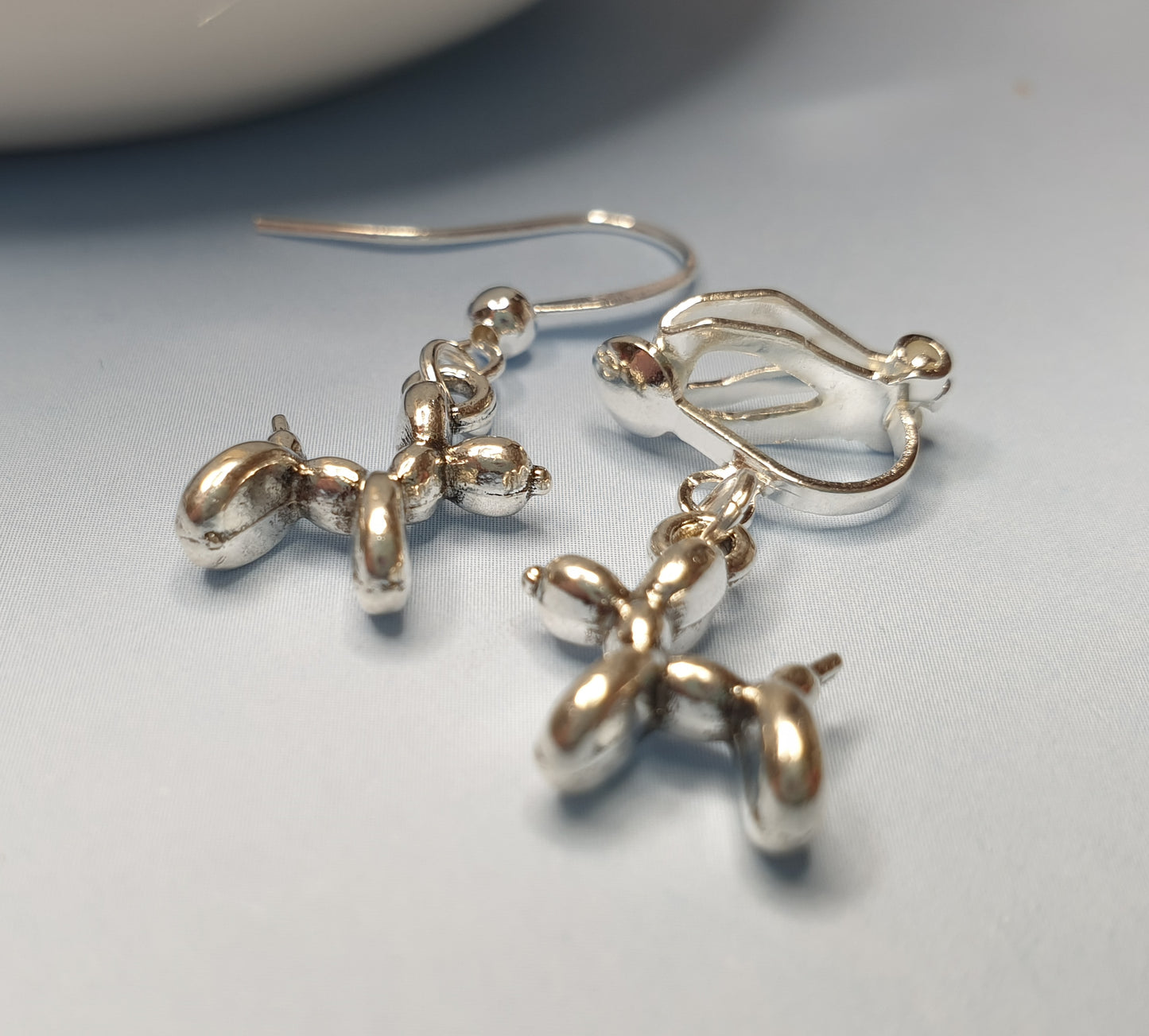 Balloon Animal Dog Earrings. Nickel Free Wires or Clip Ons
