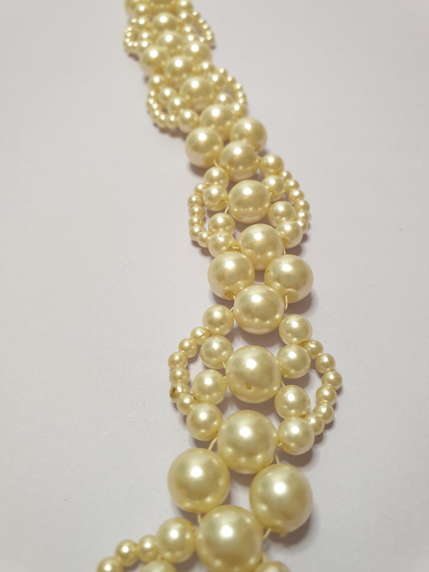 Beautiful Faux Pearl Ribbon Necklace. Upcycled, Recycled, Unique Necklace