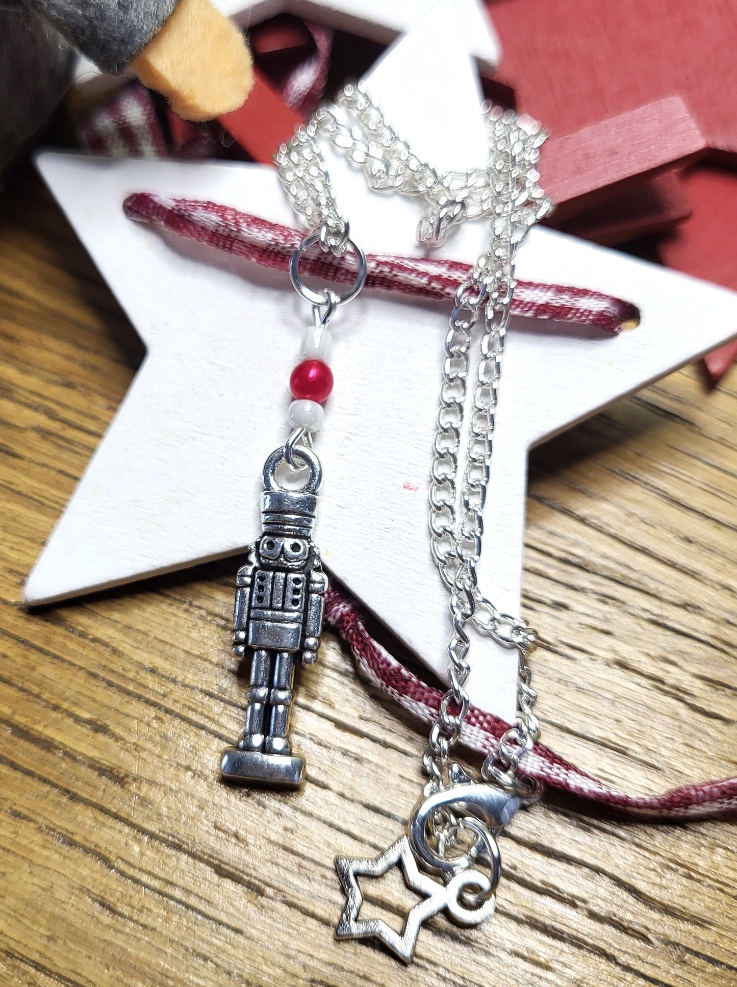 Silver Tone Nutcracker Christmas Necklace. One of a Kind.