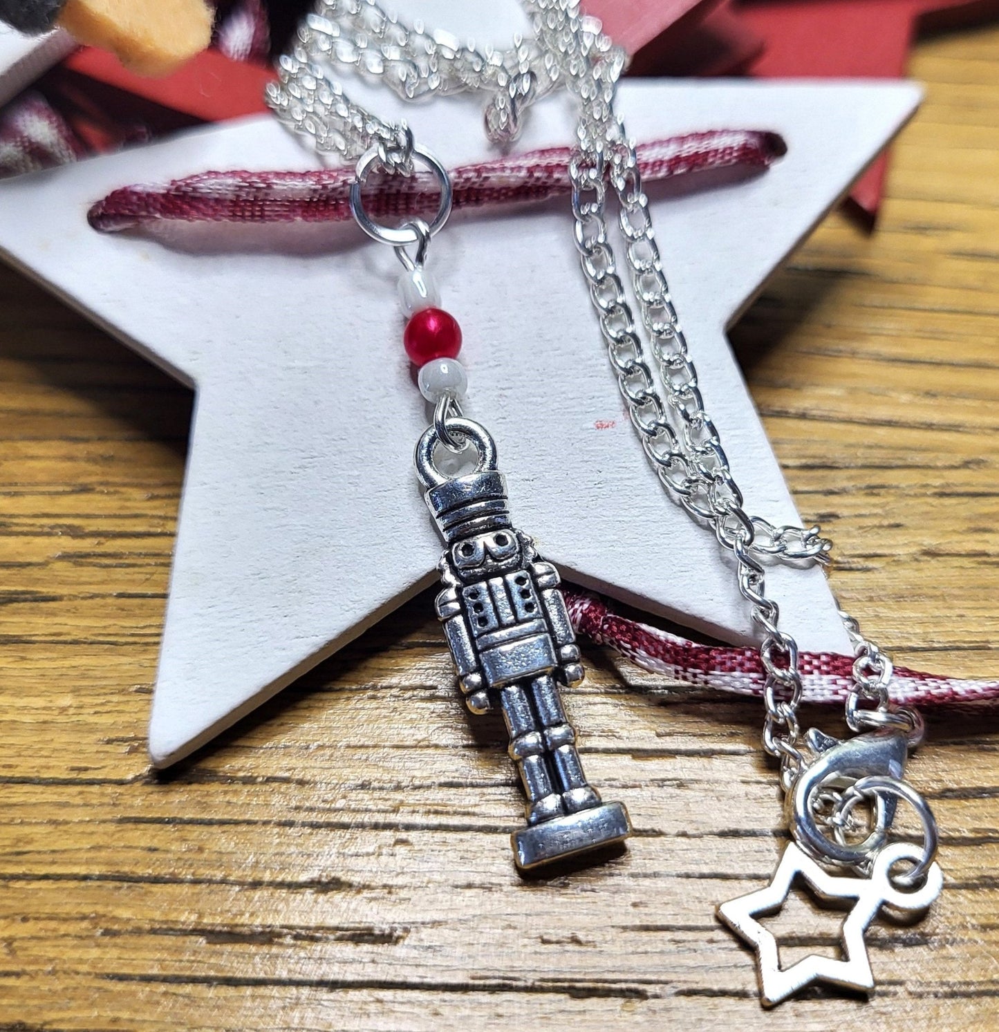 Silver Tone Nutcracker Christmas Necklace. One of a Kind.