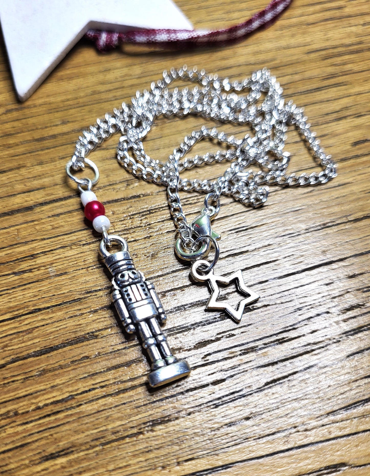 Silver Tone Nutcracker Christmas Necklace. One of a Kind.