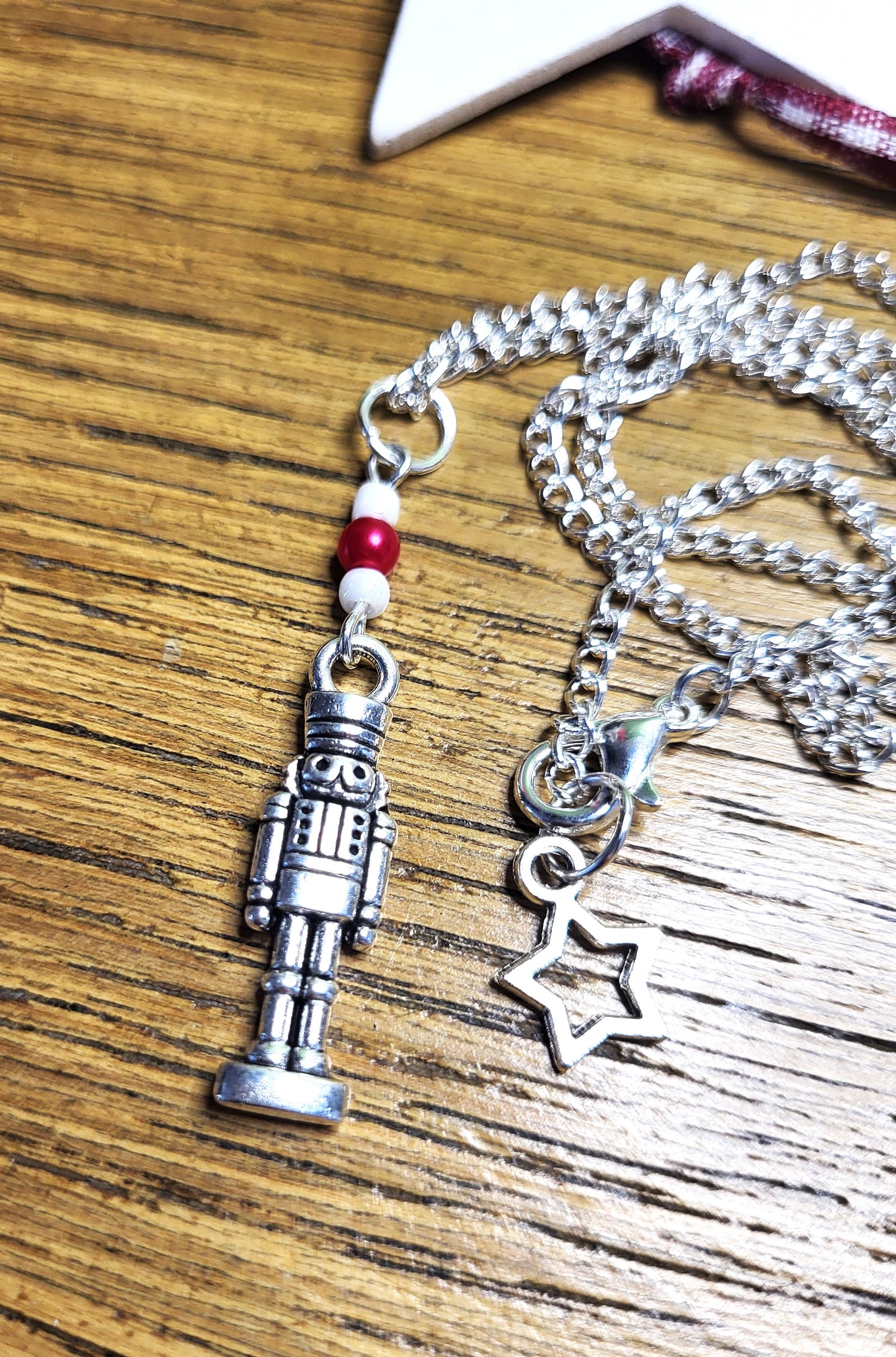 Silver Tone Nutcracker Christmas Necklace. One of a Kind.