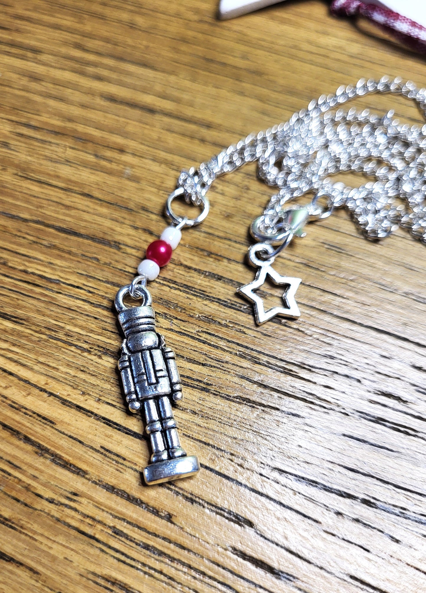 Silver Tone Nutcracker Christmas Necklace. One of a Kind.