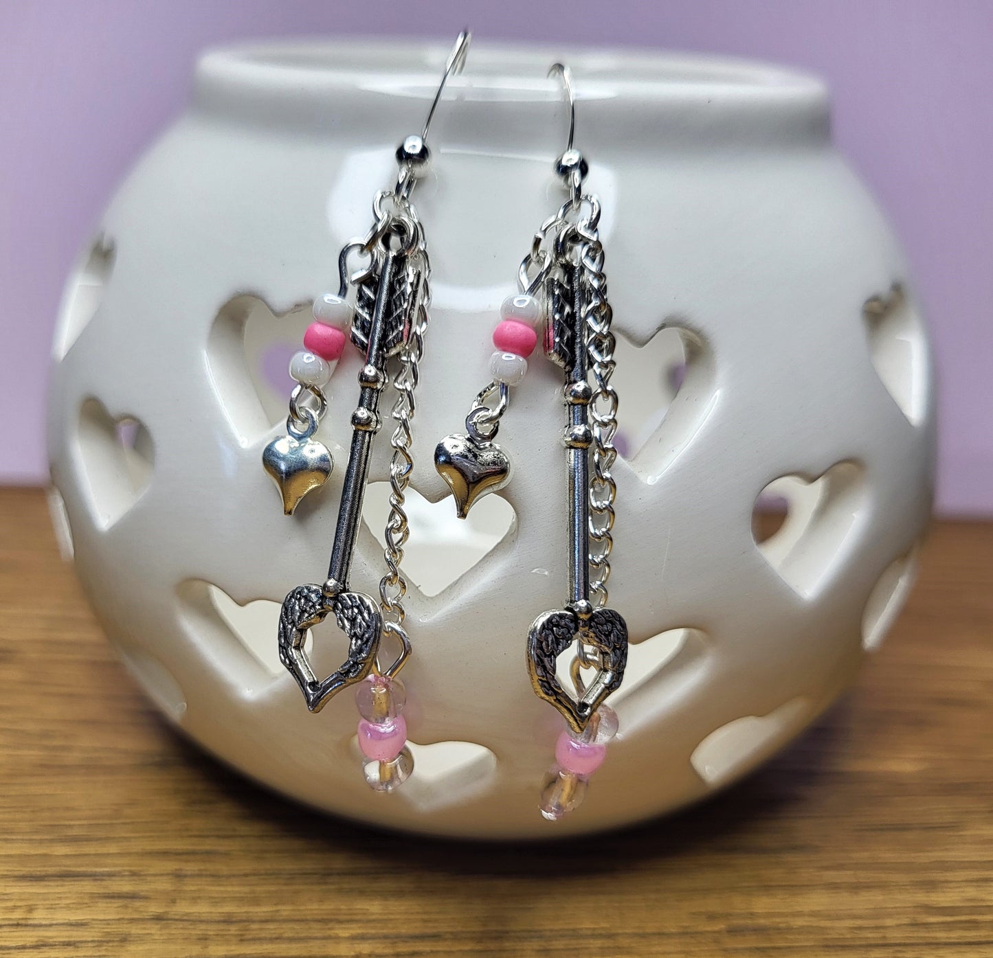Silver Tone Multistrand Arrow Earrings. One of a Kind. Nickel Free Wires or Clip On