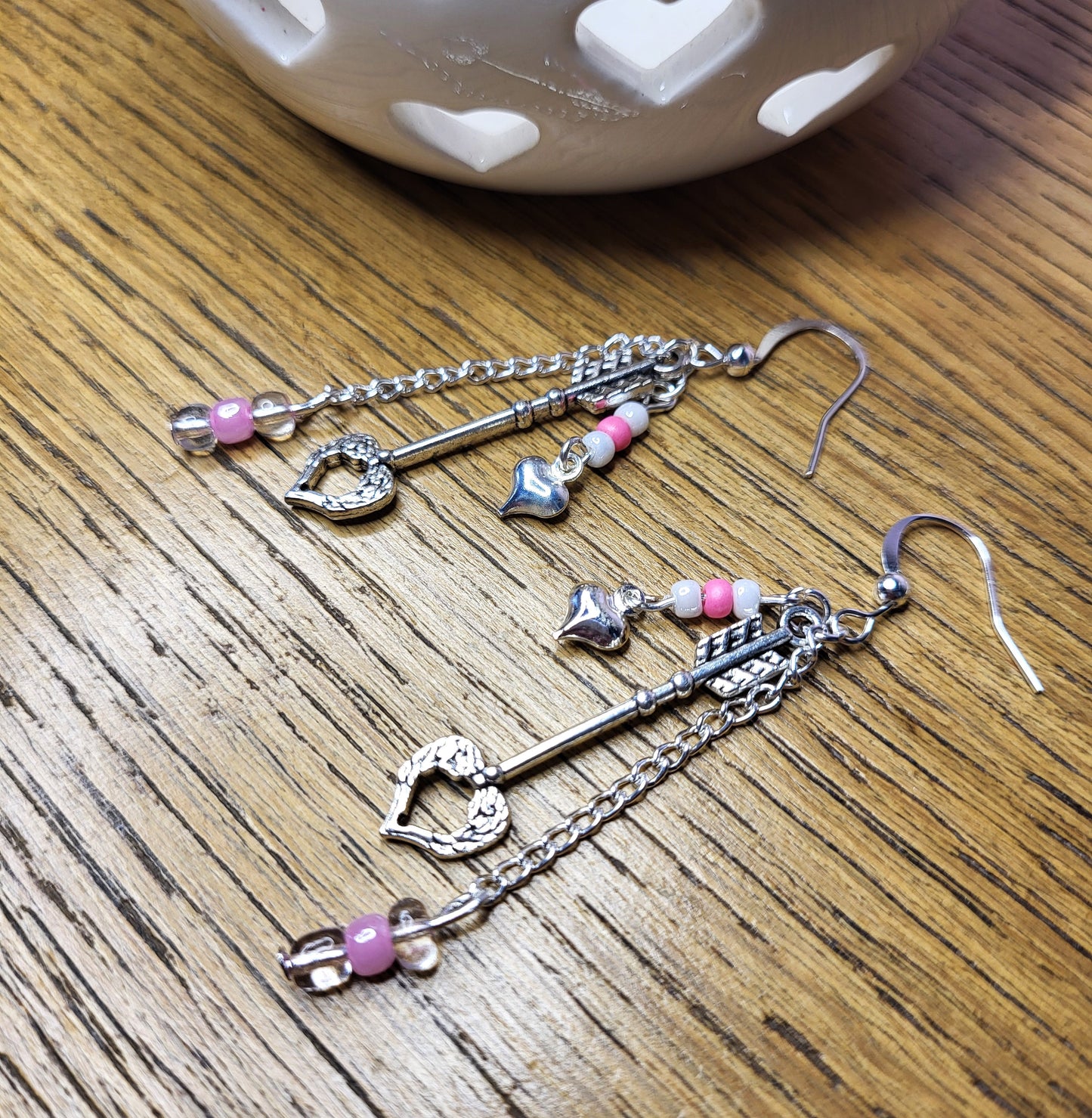 Silver Tone Multistrand Arrow Earrings. One of a Kind. Nickel Free Wires or Clip On