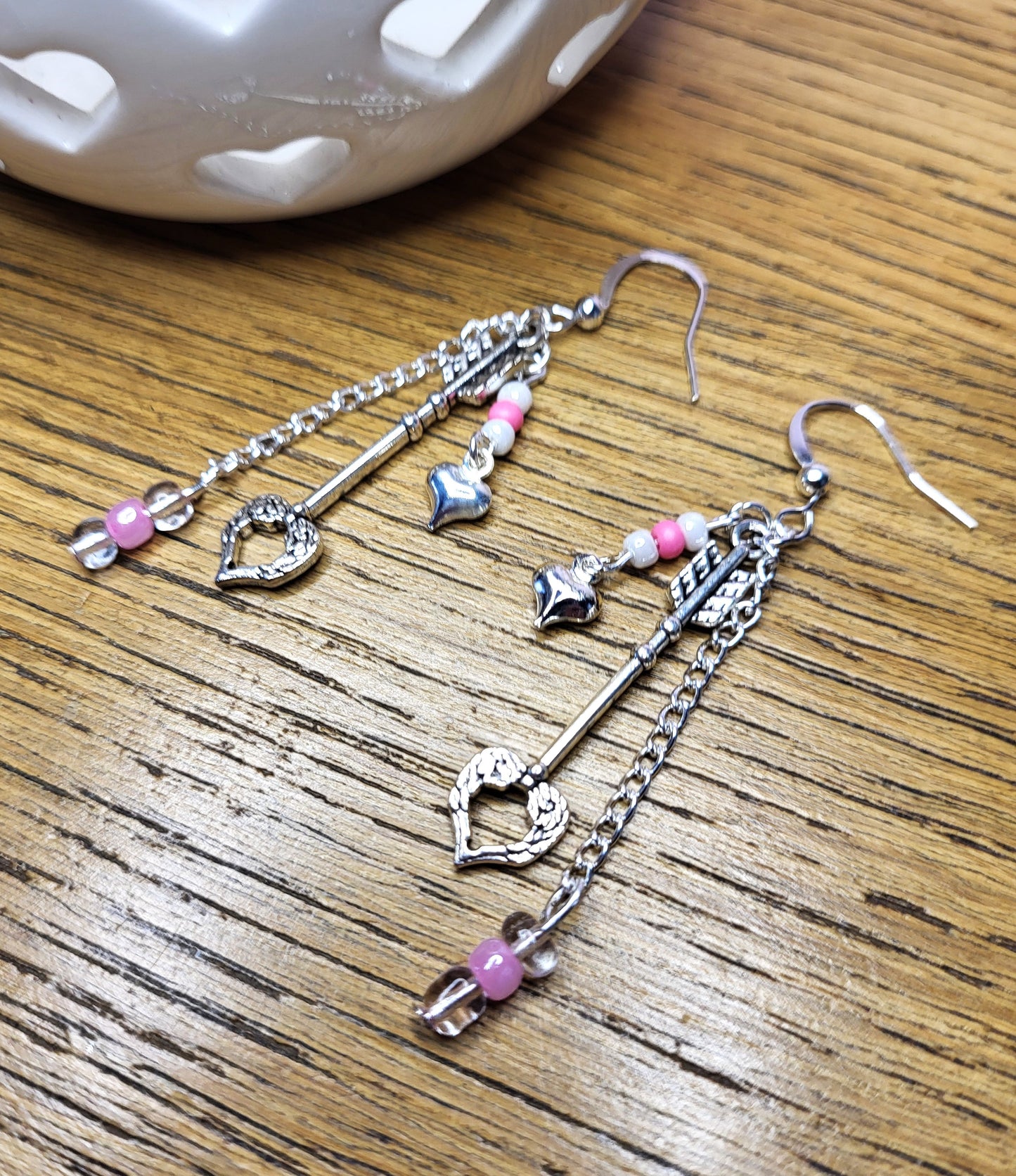 Silver Tone Multistrand Arrow Earrings. One of a Kind. Nickel Free Wires or Clip On