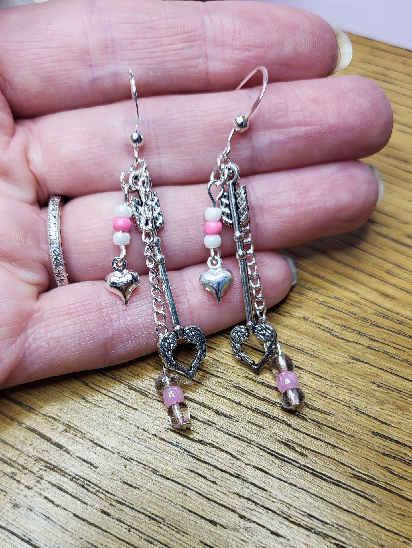 Silver Tone Multistrand Arrow Earrings. One of a Kind. Nickel Free Wires or Clip On