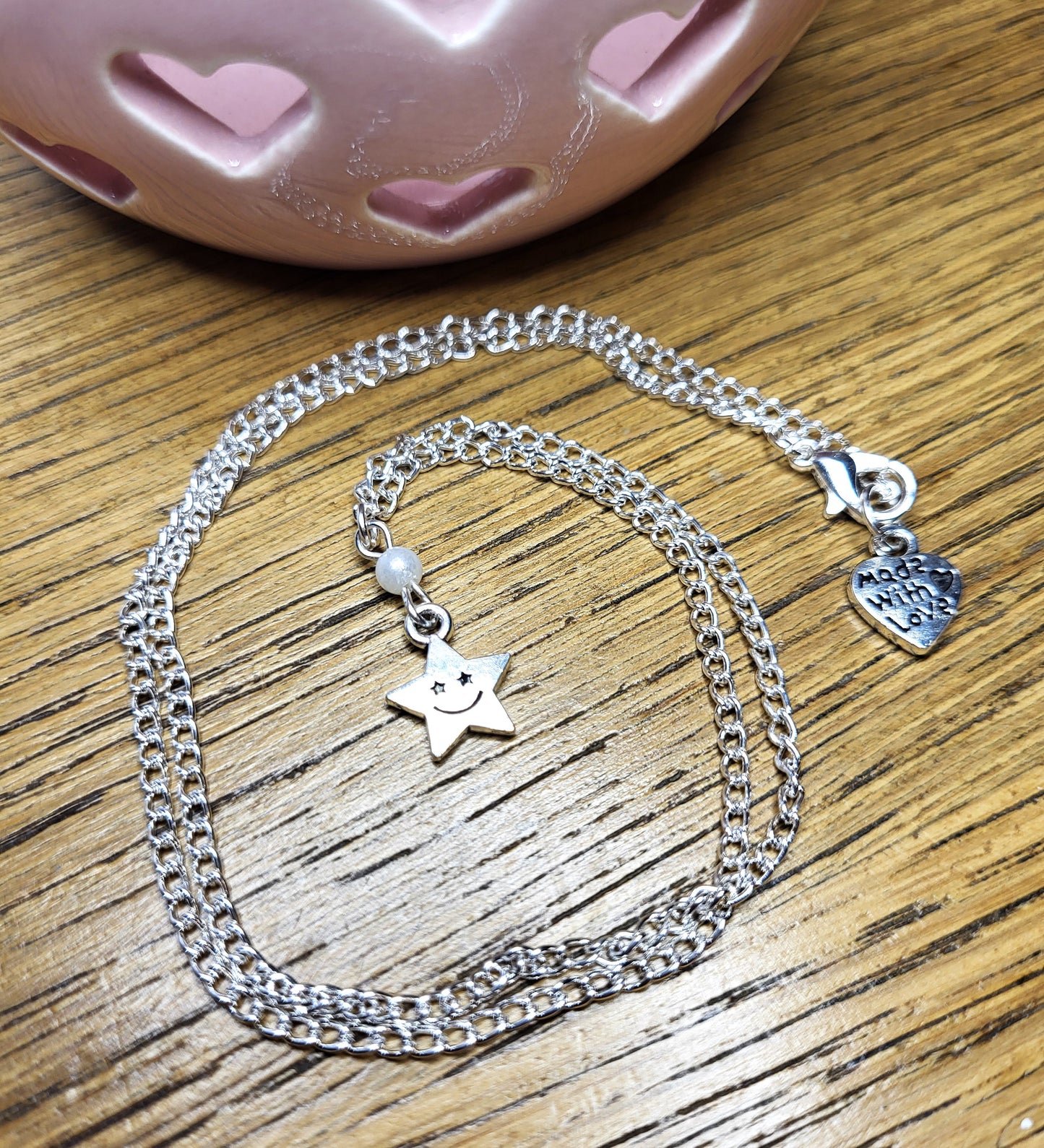 Smiley Star Silver Tone Necklace and Earrings Set. Limited Edition. Childrens Jewellery. Nickel Free Wires or Clip On