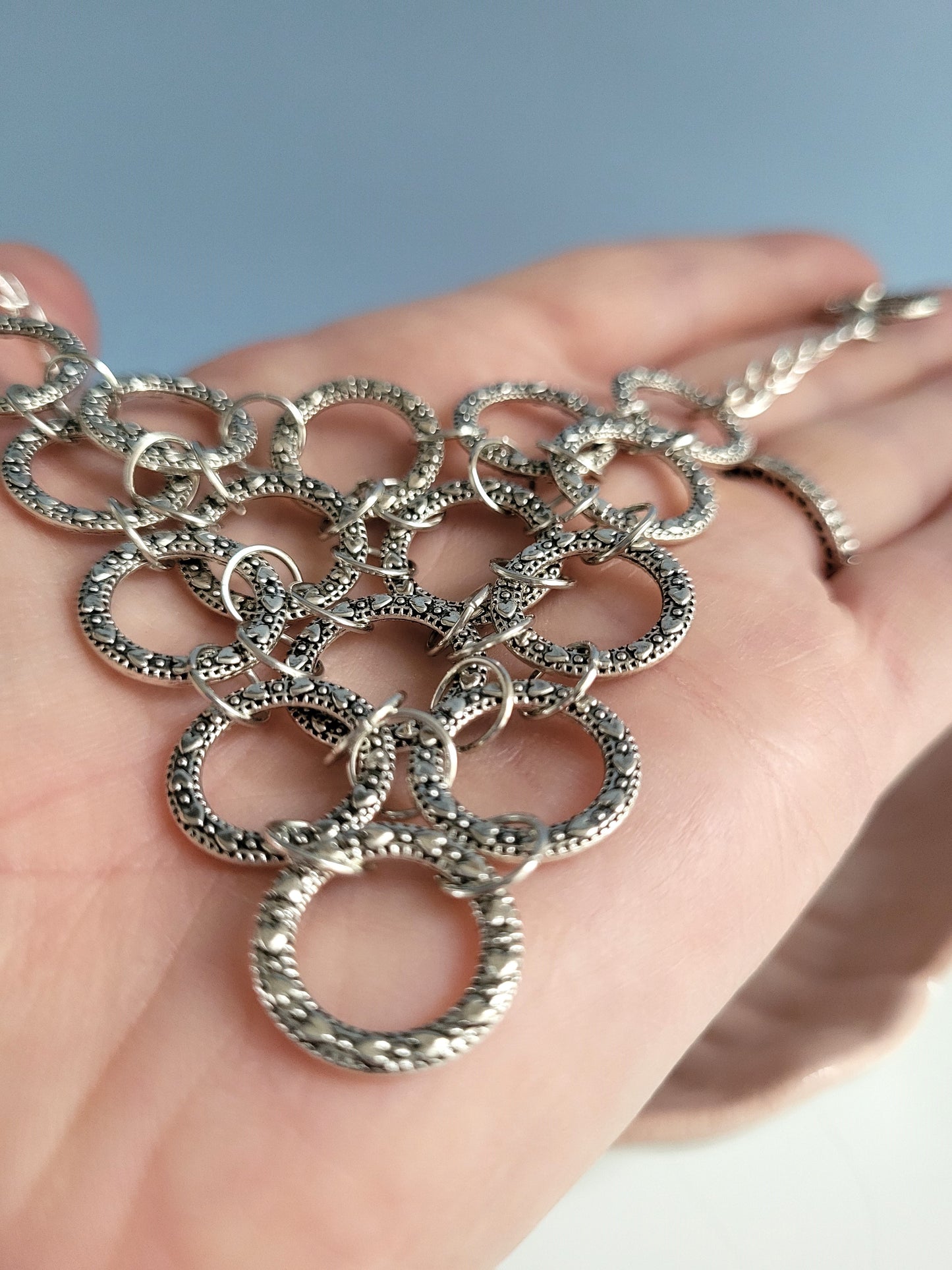 Silver Tone Heart Ring Earring and Necklace Set. One of a Kind