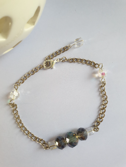 Silver Tone Bracelet with Bead Detail. Recycled One of a Kind Piece
