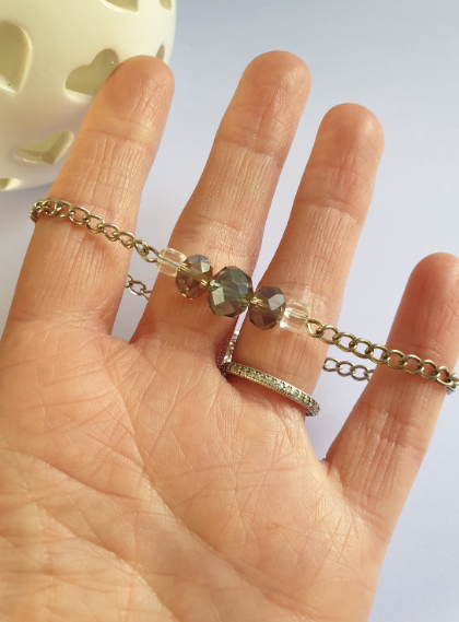 Silver Tone Bracelet with Bead Detail. Recycled One of a Kind Piece
