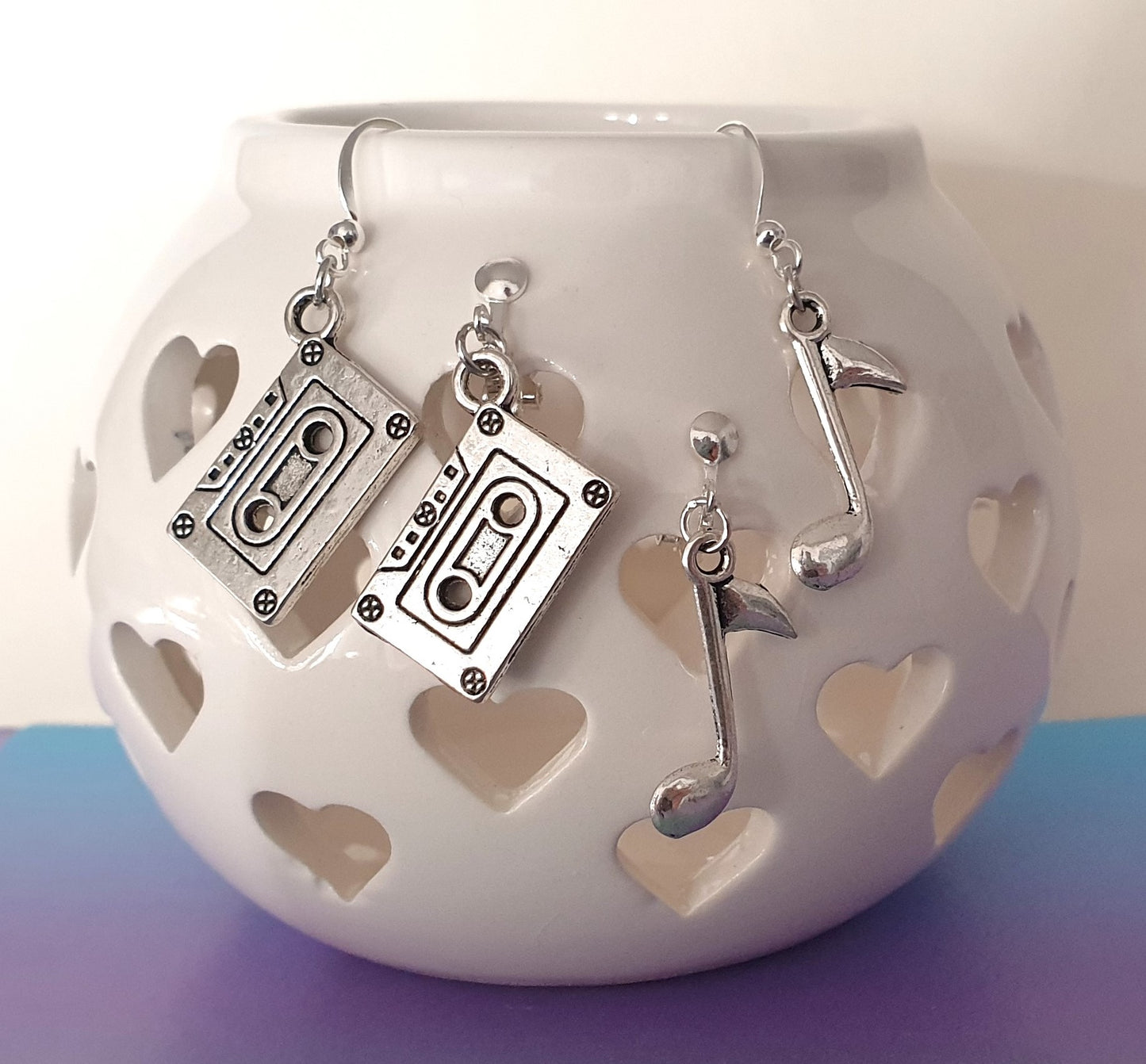 Music Lover Earrings. Nickel Free Earrings. Clip On Earrings. Music Note Earrings. Cassette Tape Earrings. Music Lover Gift, Music Jewellery