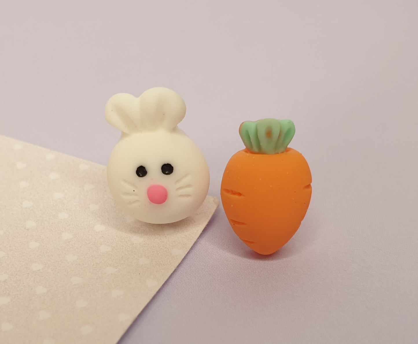 Rabbit and Carrot Stud Earrings. Hypoallergenic, Nickel and Allergy Free. Easter Gift, Rabbit Lover, Easter Bunny