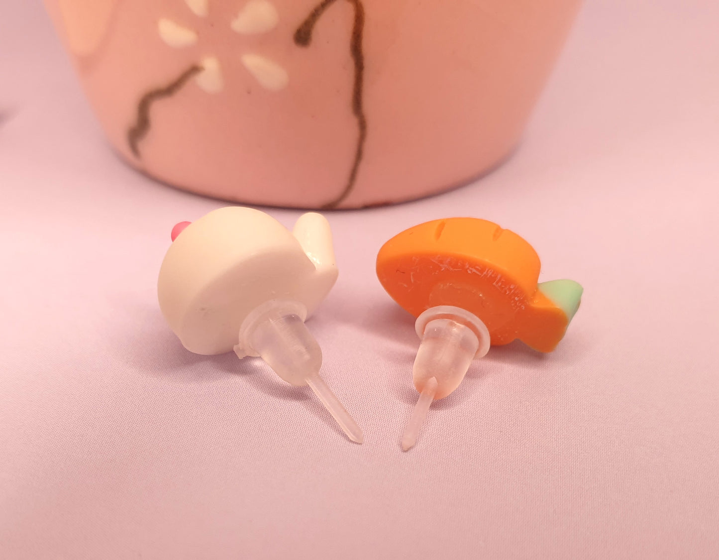 Rabbit and Carrot Stud Earrings. Hypoallergenic, Nickel and Allergy Free. Easter Gift, Rabbit Lover, Easter Bunny