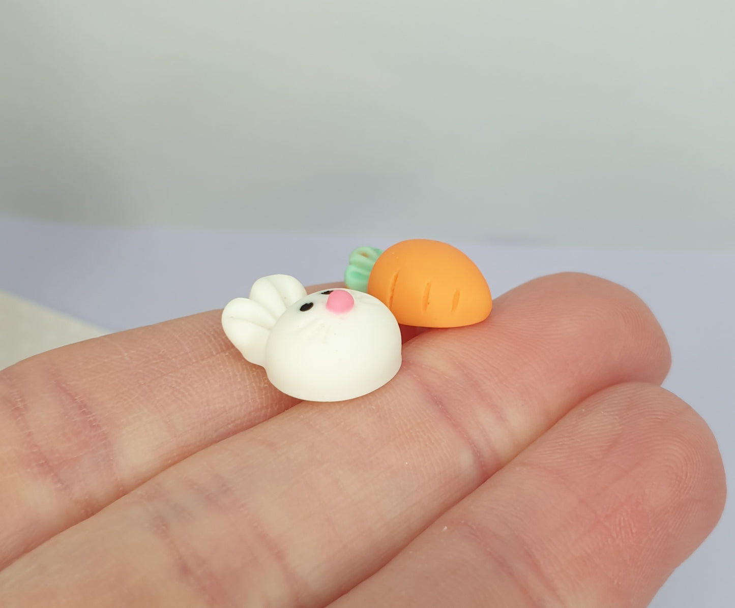 Rabbit and Carrot Stud Earrings. Hypoallergenic, Nickel and Allergy Free. Easter Gift, Rabbit Lover, Easter Bunny