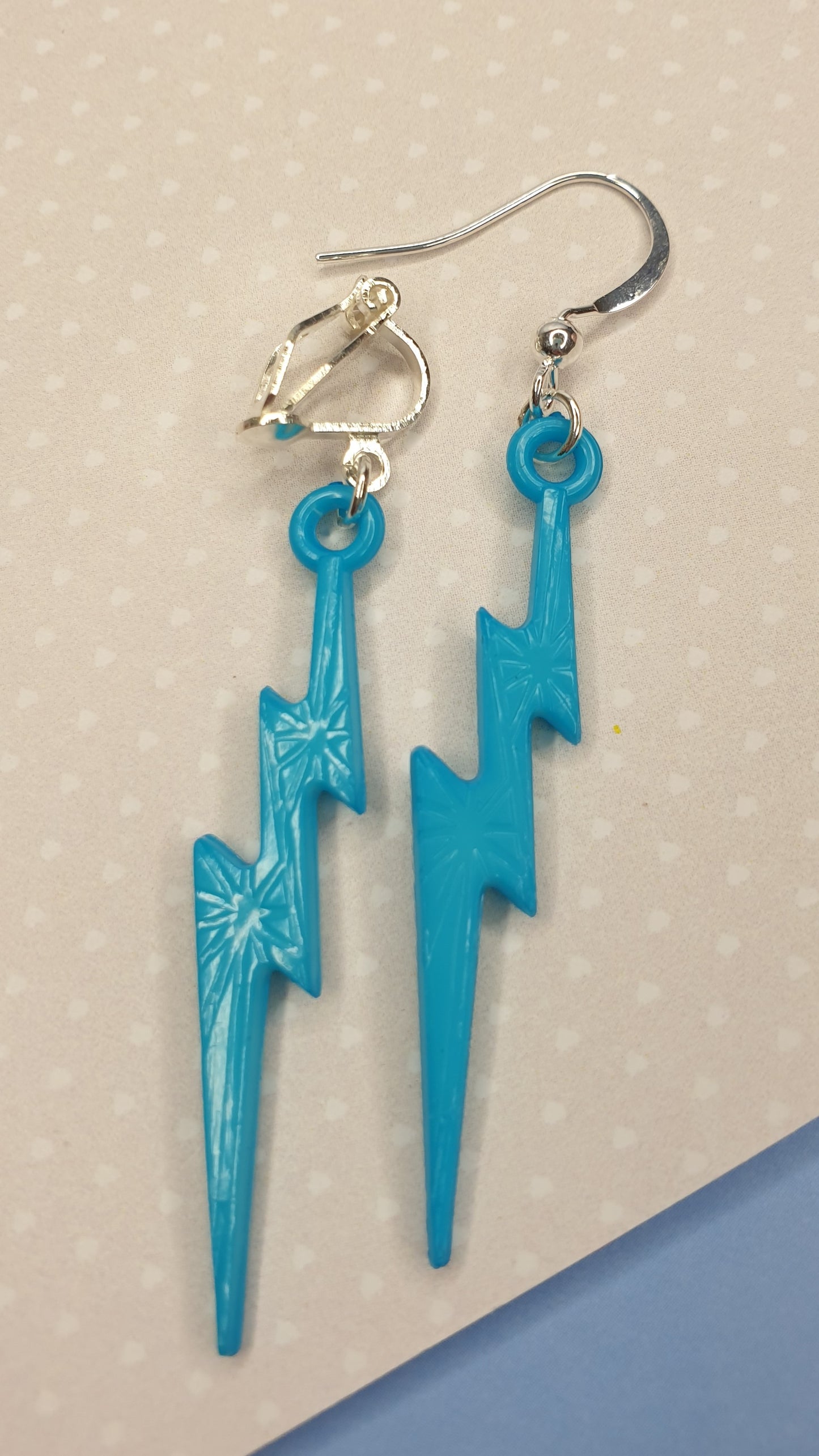 Lightning Bolt Earrings. Emo, Goth, Quirky Earrings. Zig Zag. Hypoallergenic, Nickel and Allergy Free. Clip Ons