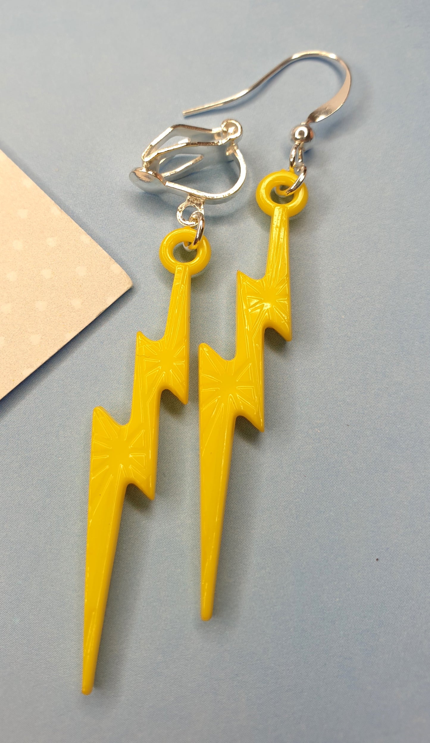 Lightning Bolt Earrings. Emo, Goth, Quirky Earrings. Zig Zag. Hypoallergenic, Nickel and Allergy Free. Clip Ons