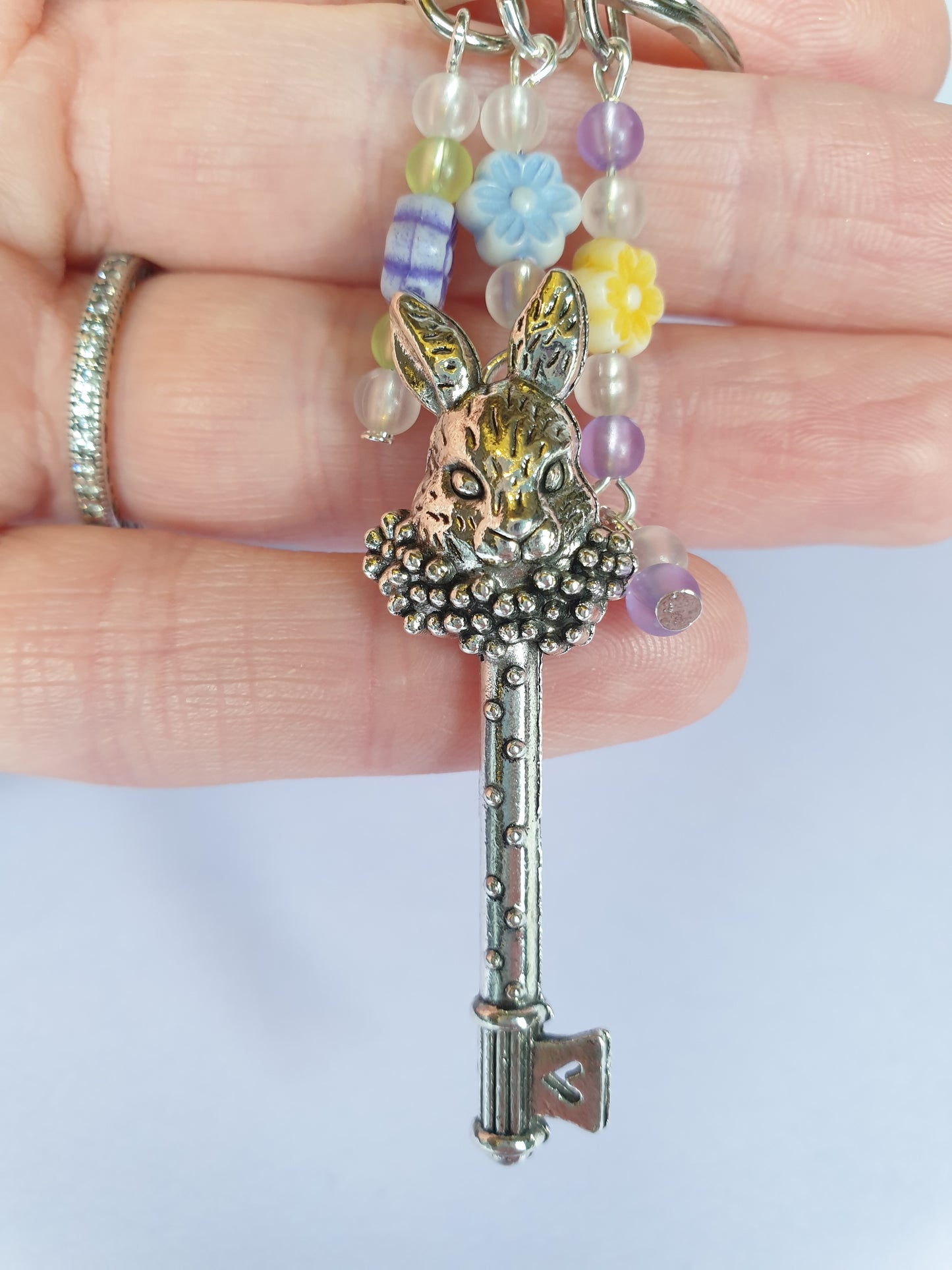 Rabbit Keyring. Easter Bunny Key Ring, Spring, Easter Gift