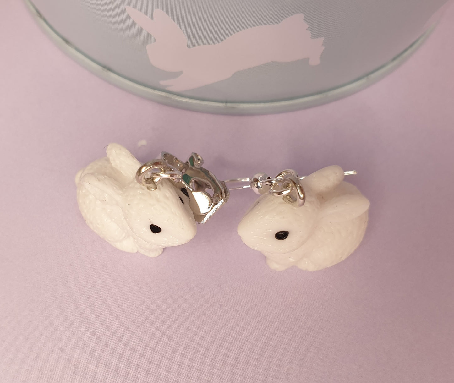 3D White Rabbit Earrings. Hypoallergenic, Nickel Free, Clip Ons. Easter Earrings, Easter Gift