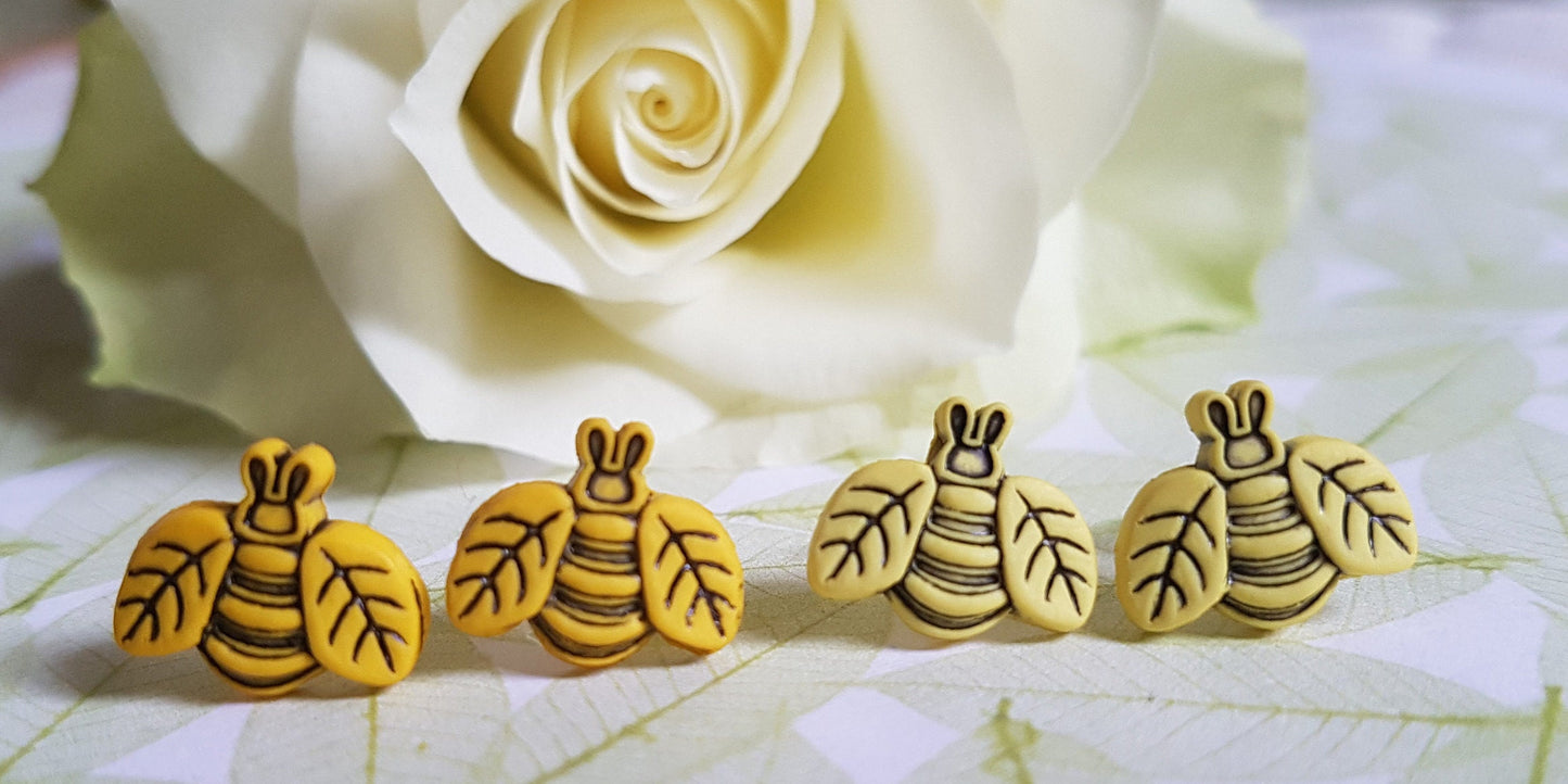 Allergy Free Bee, Ladybird/Lady Bug, Leaf, Acorn, Dragonfly Stud Earrings. Hypoallergenic Stocking Filler