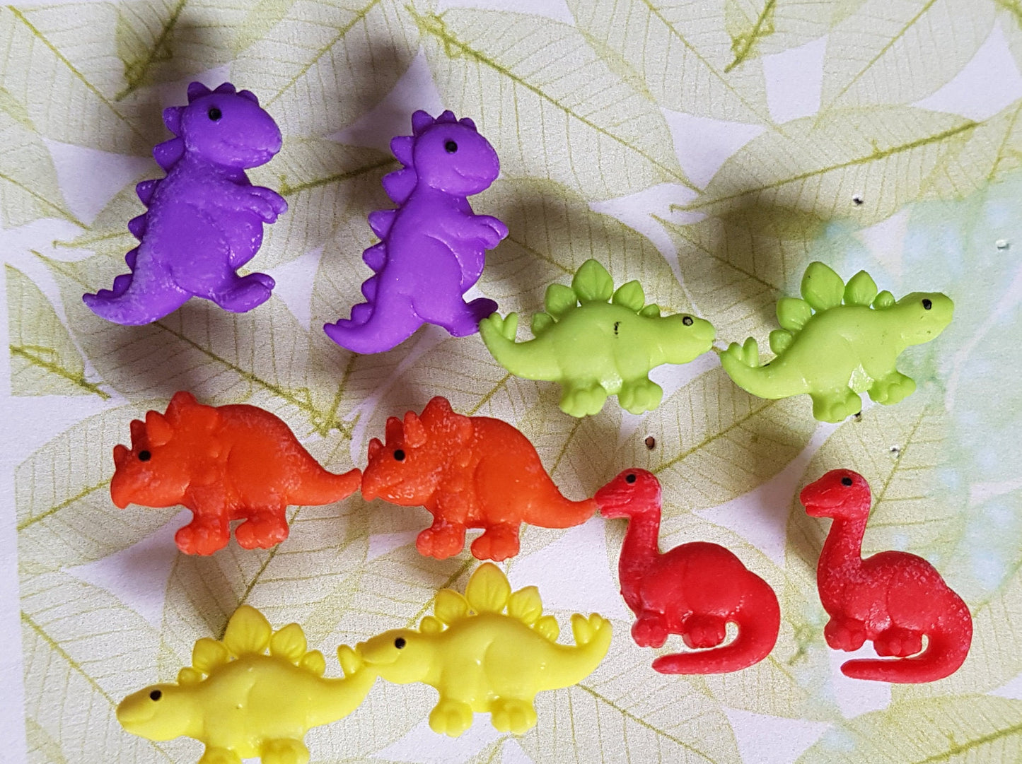 Cute Dinosaur Studs Earrings Colourful Colorful Dino T Rex Triceratops Stegosaurus Brontosaurus Allergy Free Hypoallergenic Stocking Filler
