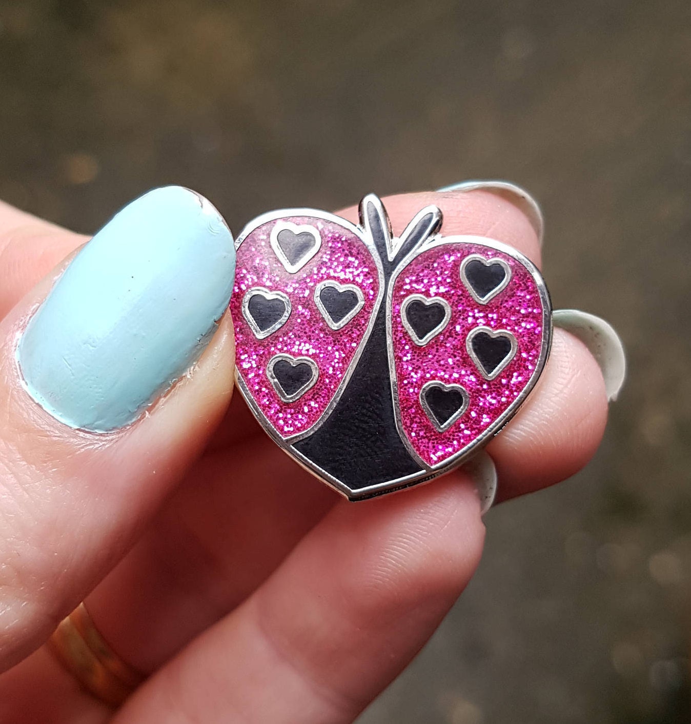 Love Bug Hard Enamel Pin Lapel Pin Hat Pin Badge Heart Cute Kawaii Glitter Ladybird Ladybug Valentine's Gift