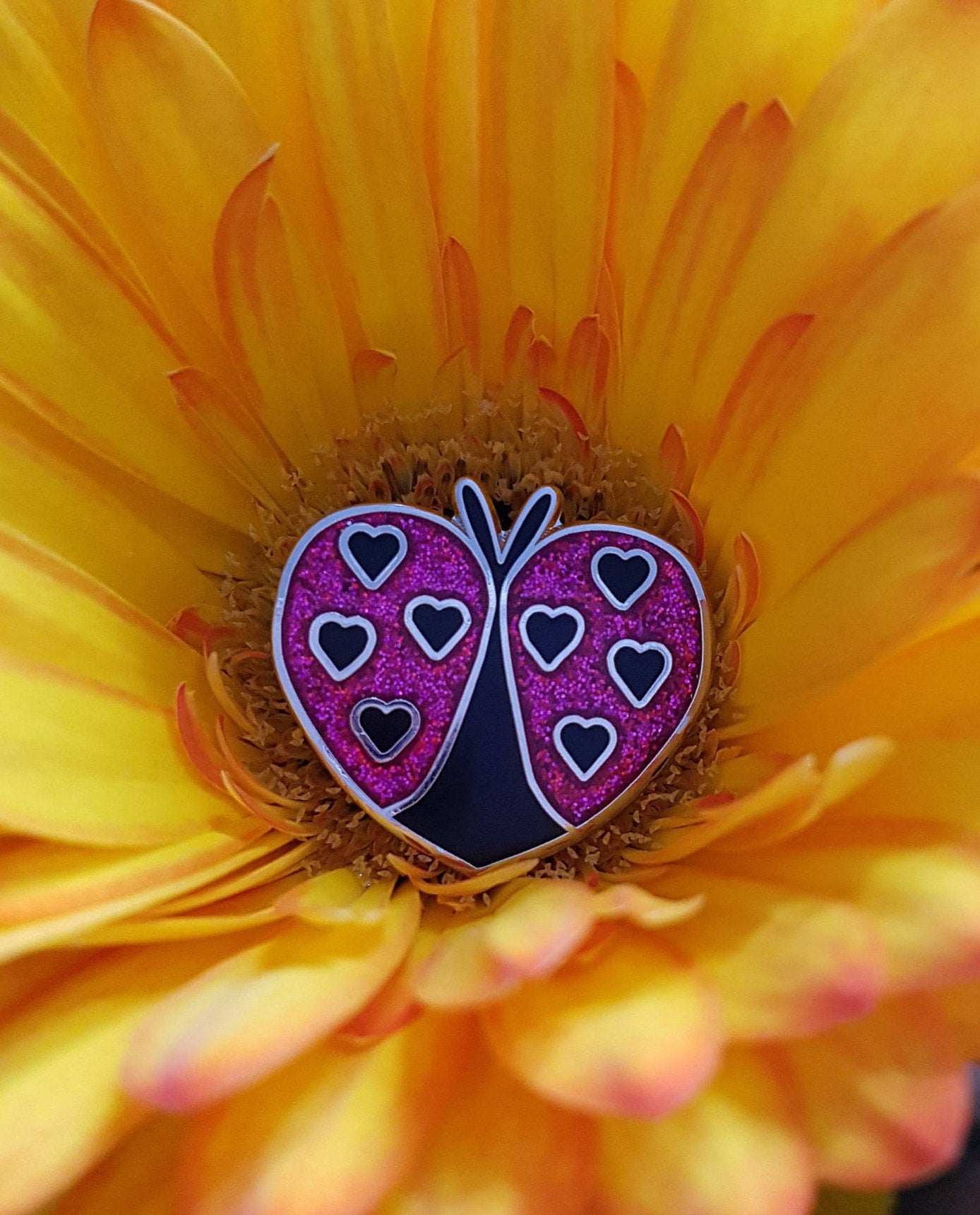 Love Bug Hard Enamel Pin Lapel Pin Hat Pin Badge Heart Cute Kawaii Glitter Ladybird Ladybug Valentine's Gift