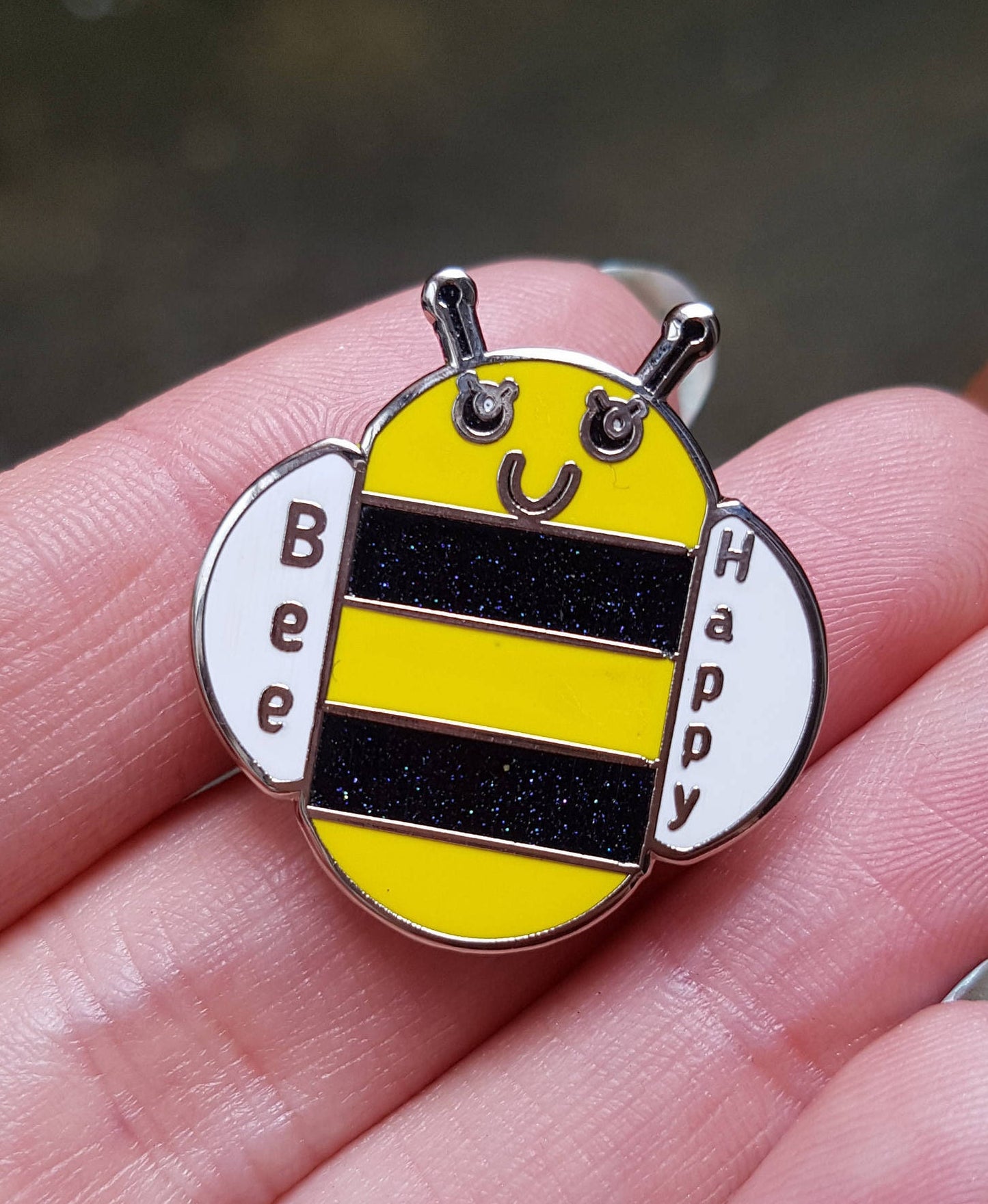 Bee Happy Cute Bee Pin Lapel Pin Hat Pin Badge Positivity Glitter Kawaii Stocking Filler Mothers Day