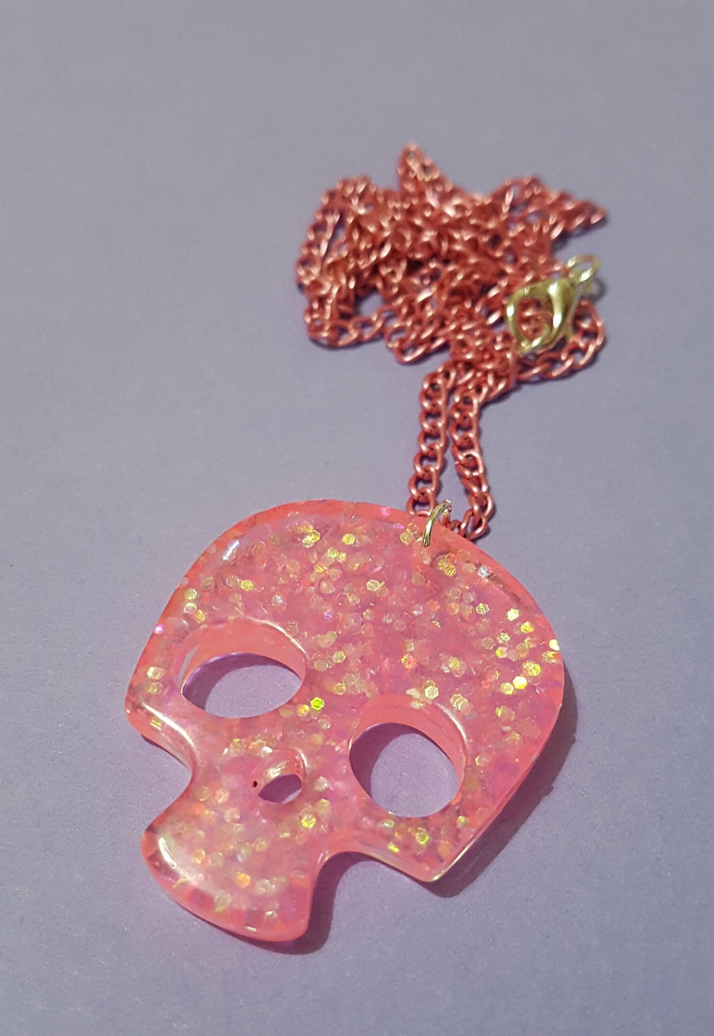 Glitter Skull Necklace, Pendant and Chain Stocking Filler Christmas Xmas Gift