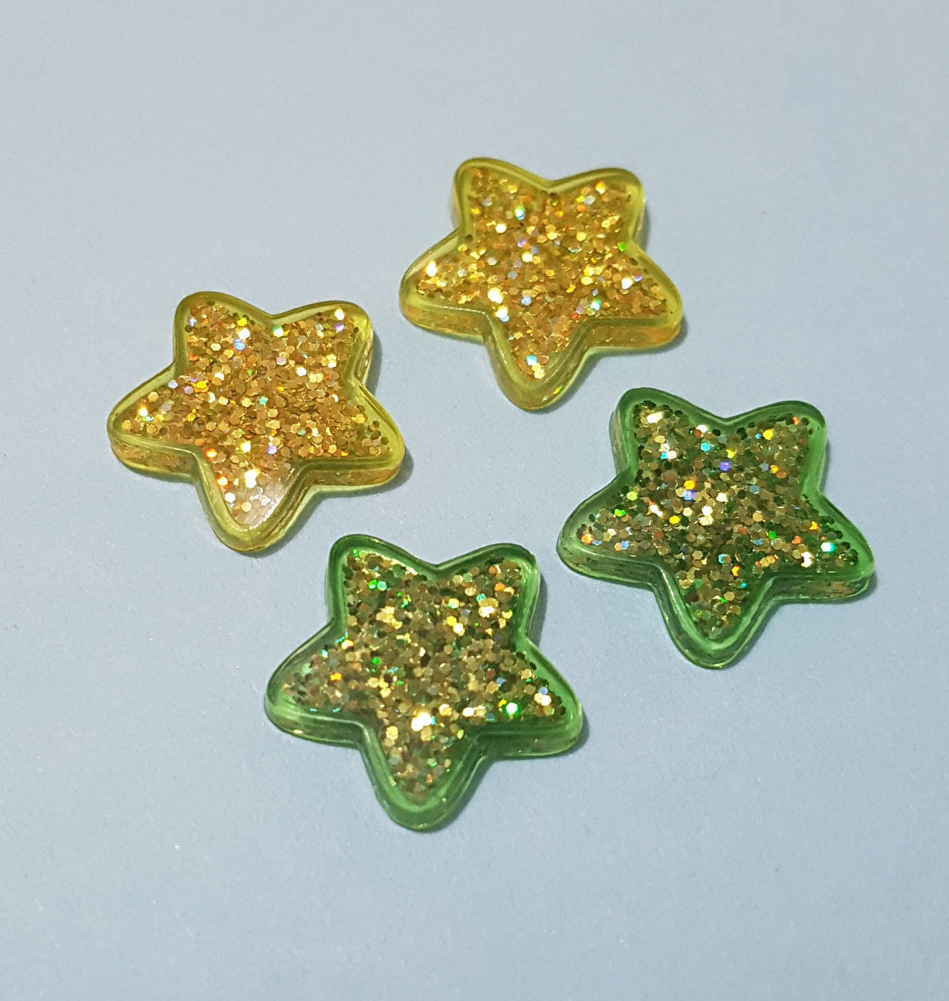Glitter Star Stud Earrings. Choice of Colours - Red, Silver, Orange, Green, Pink, Blue, Purple, Yellow. Hypoallergenic, Allergy Free