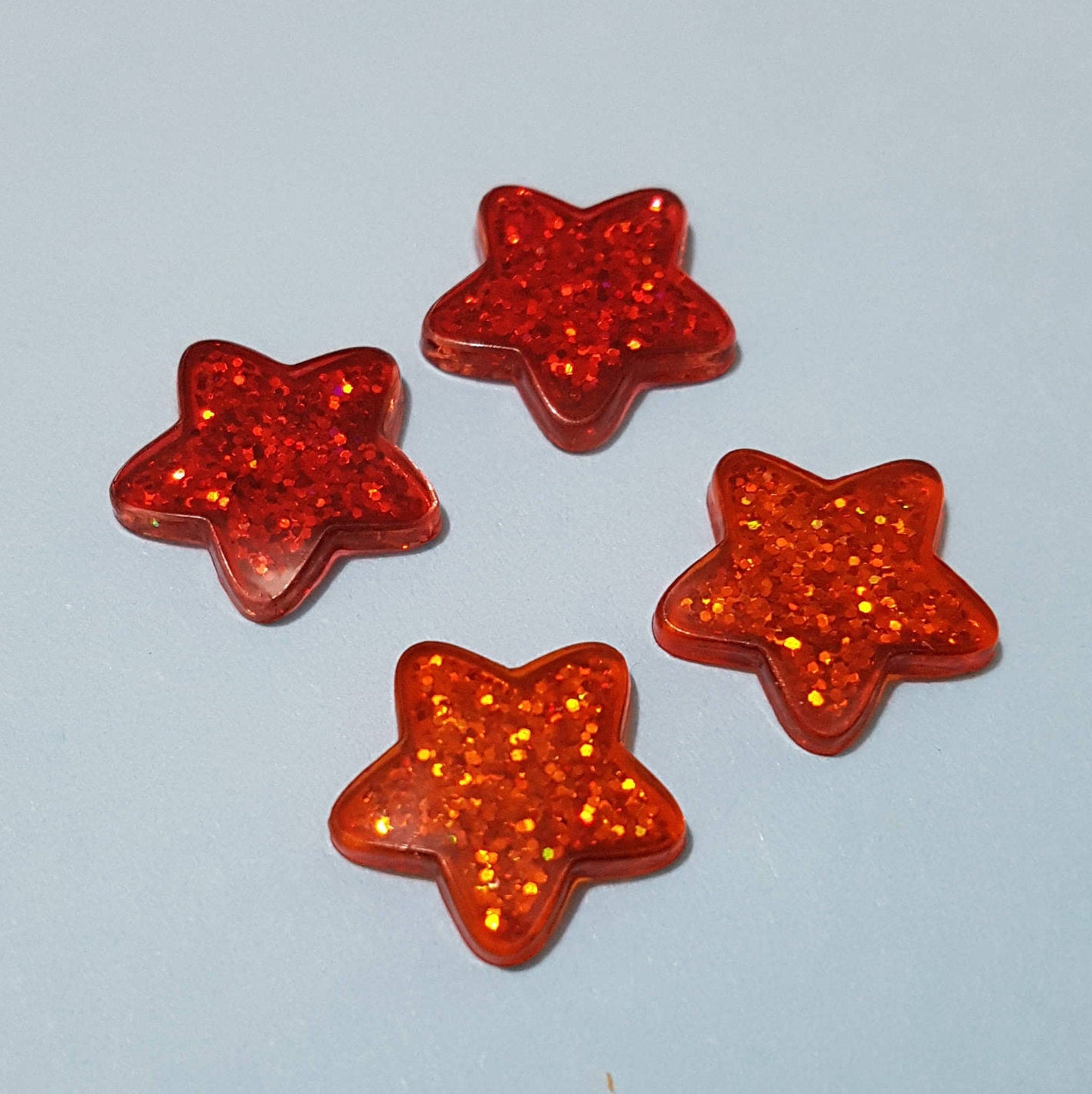 Glitter Star Stud Earrings. Choice of Colours - Red, Silver, Orange, Green, Pink, Blue, Purple, Yellow. Hypoallergenic, Allergy Free