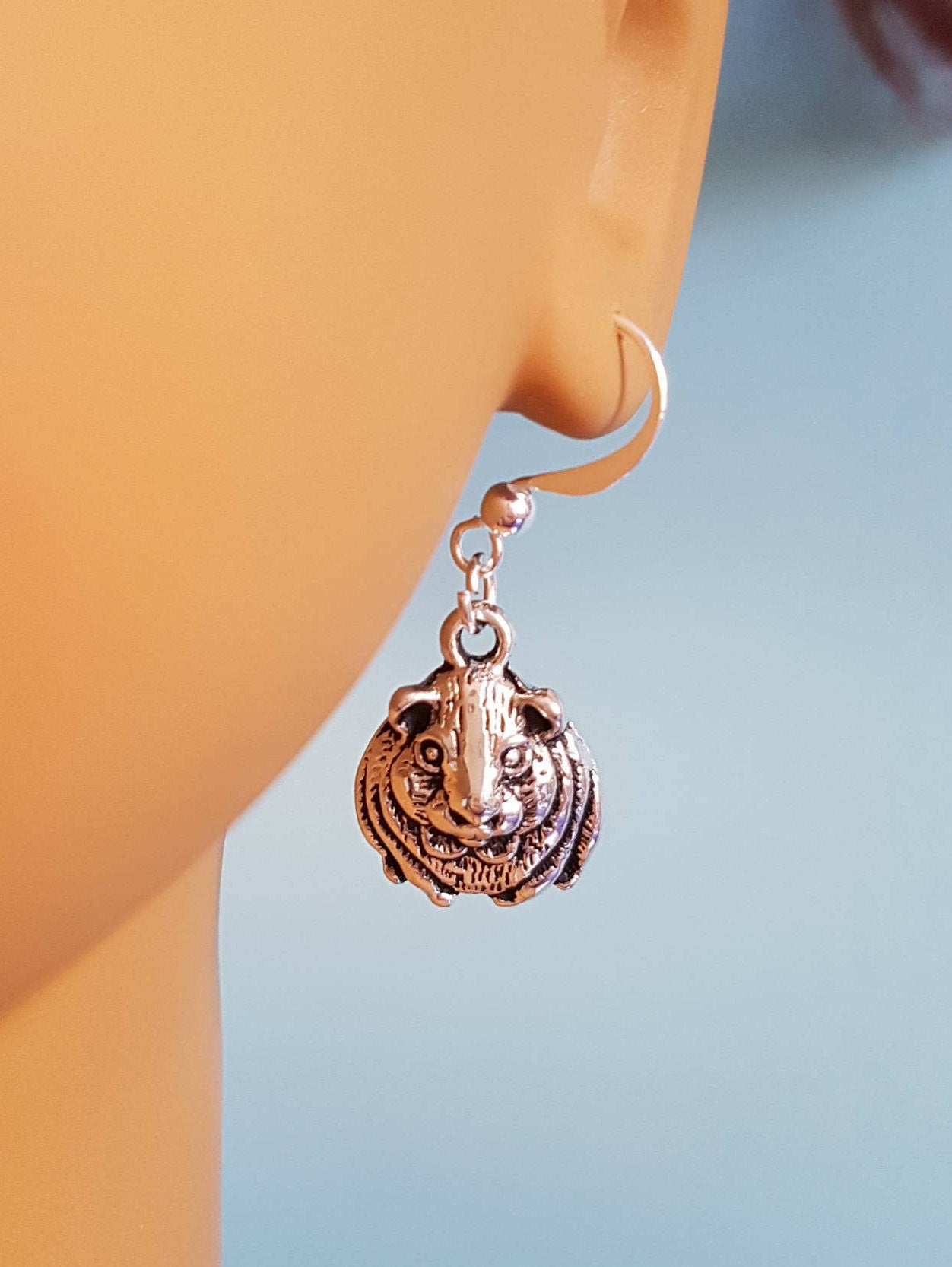 Guinea Pig /Cavy, Cat, Rabbit, Bunny, Mouse, Cats Drop Earrings, Clip Ons, Hypoallergenic, Allergy, Lead. Nickel Free, Mothers Day, Animal