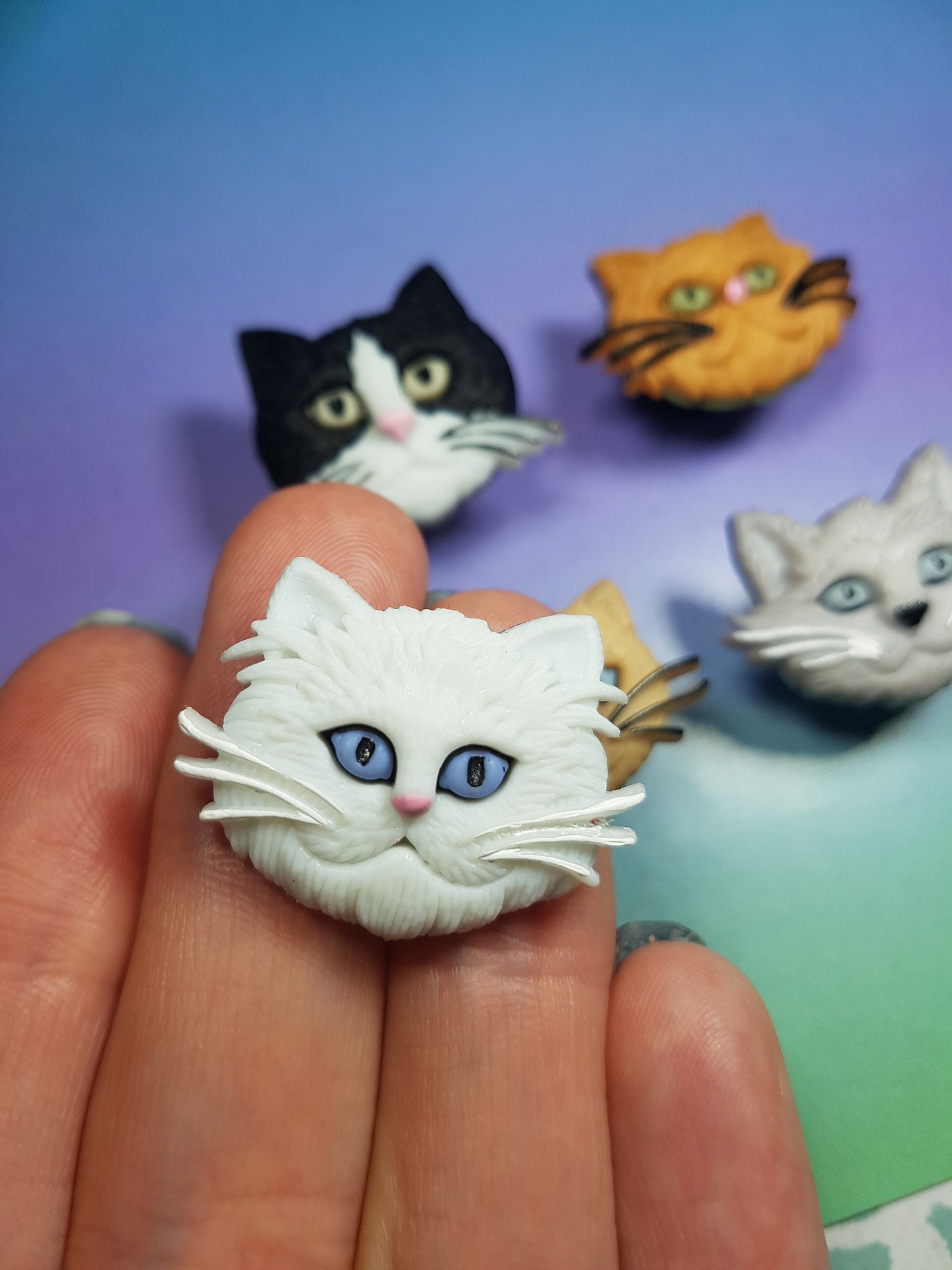 Cat Face / Head Pins. Kitty, Feline Lapel Pin, Hat Pin. Cute Stocking Filler, Cat Lover