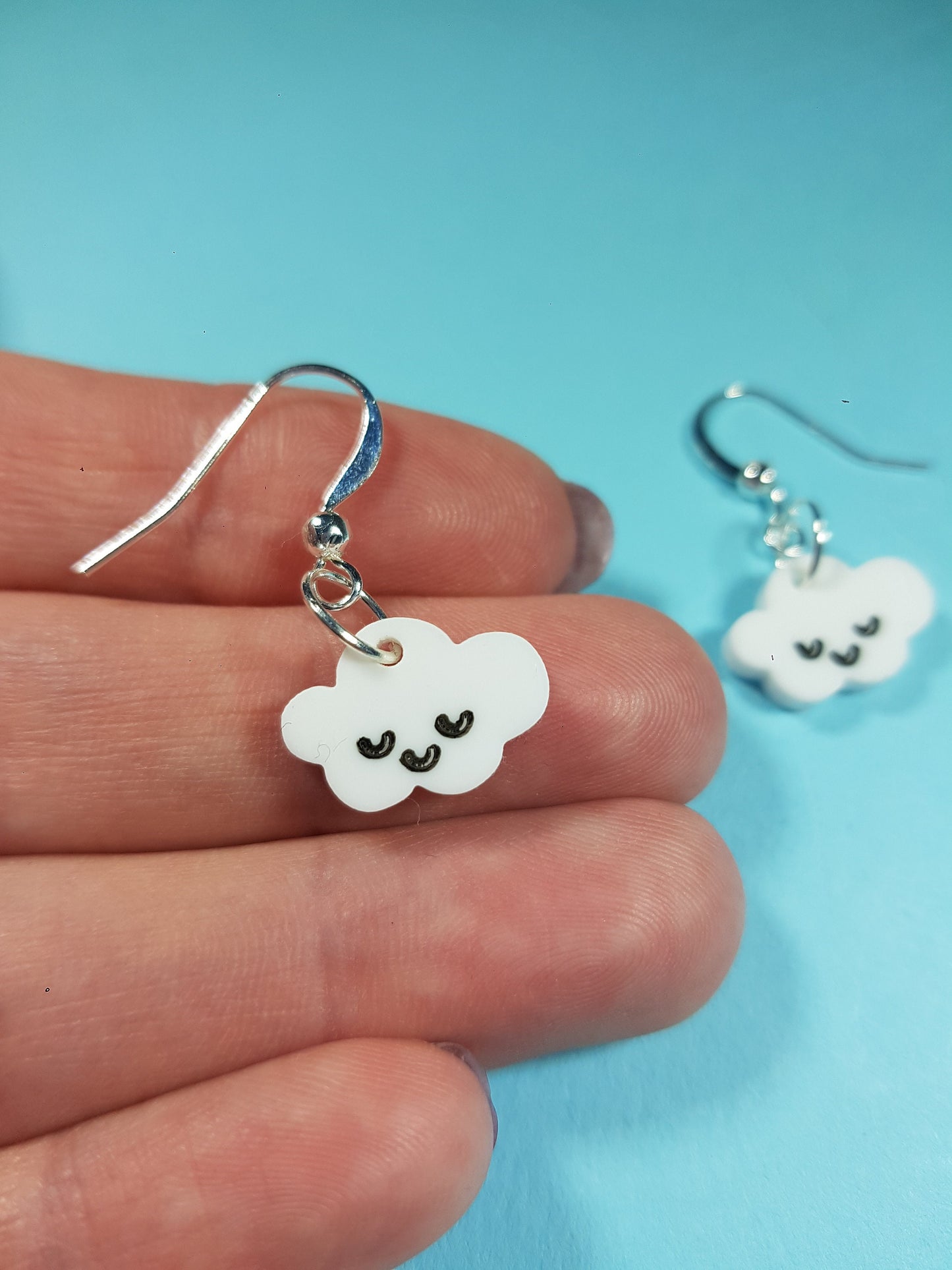 Cute Kawaii Small Cloud Earrings. Clip On, Hypoallergenic, Allergy Nickel Lead Free. Stocking Filler Weather Rainbow