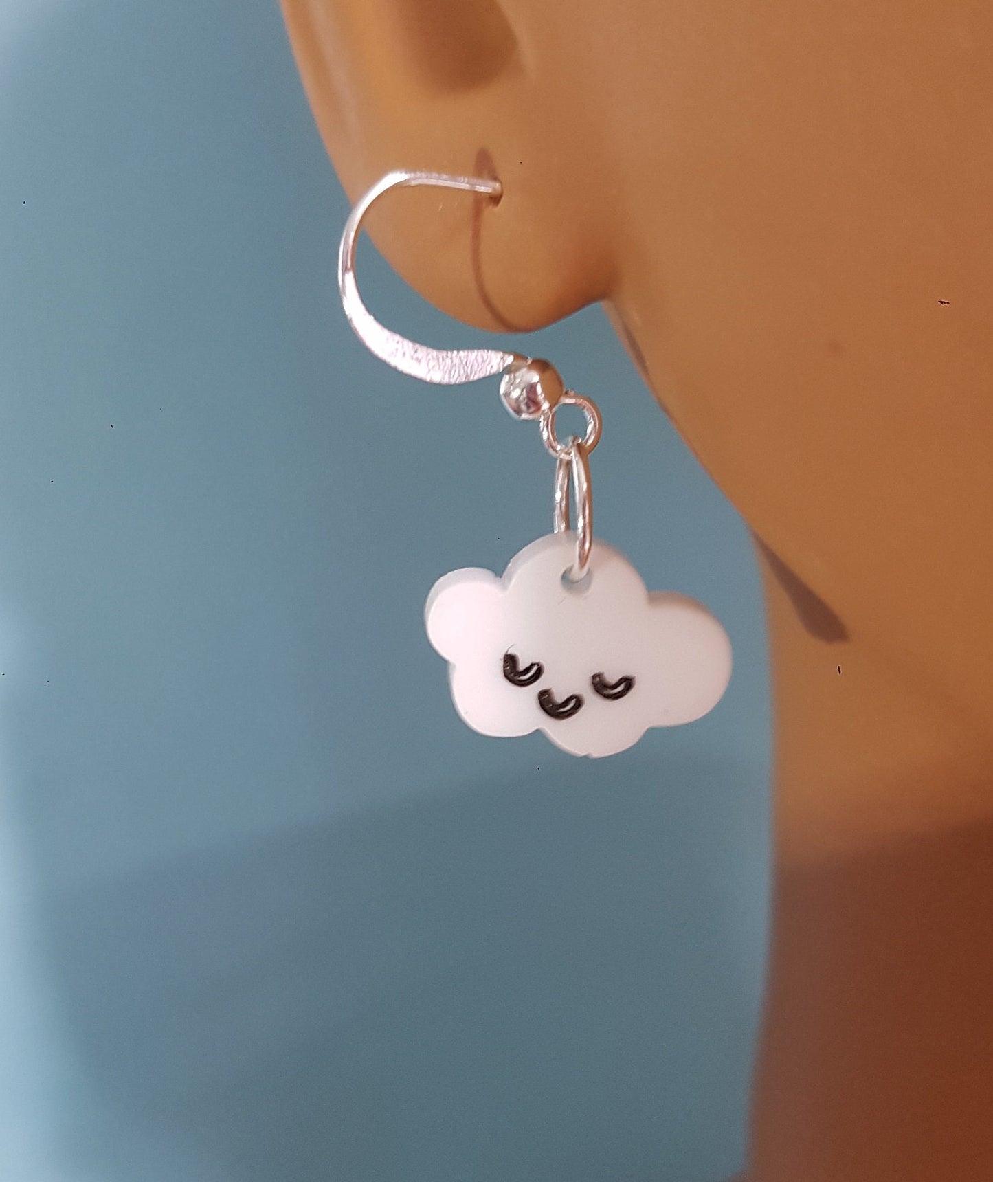 Cute Kawaii Small Cloud Earrings. Clip On, Hypoallergenic, Allergy Nickel Lead Free. Stocking Filler Weather Rainbow