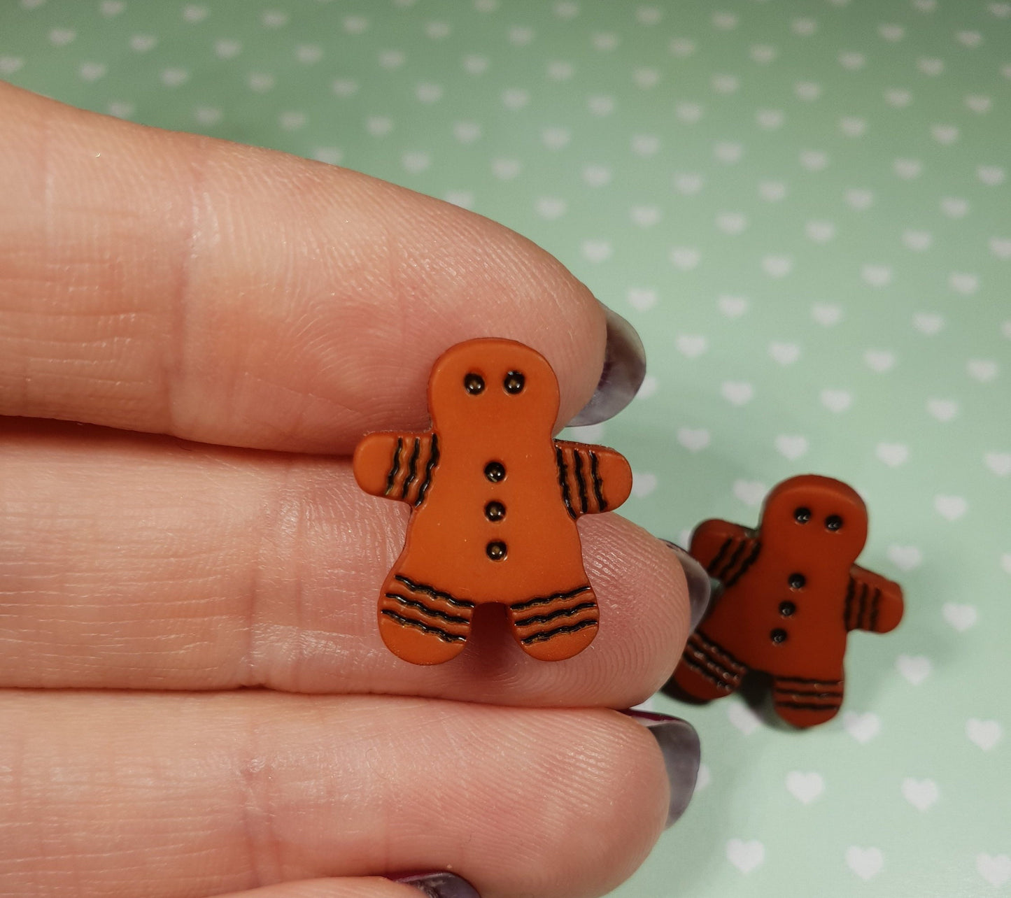 Gingerbread Man Studs, Christmas Earrings, Cookie, Hypoallergenic, Allergy, Nickel, Lead Free, Cute Gift, Stocking Filler