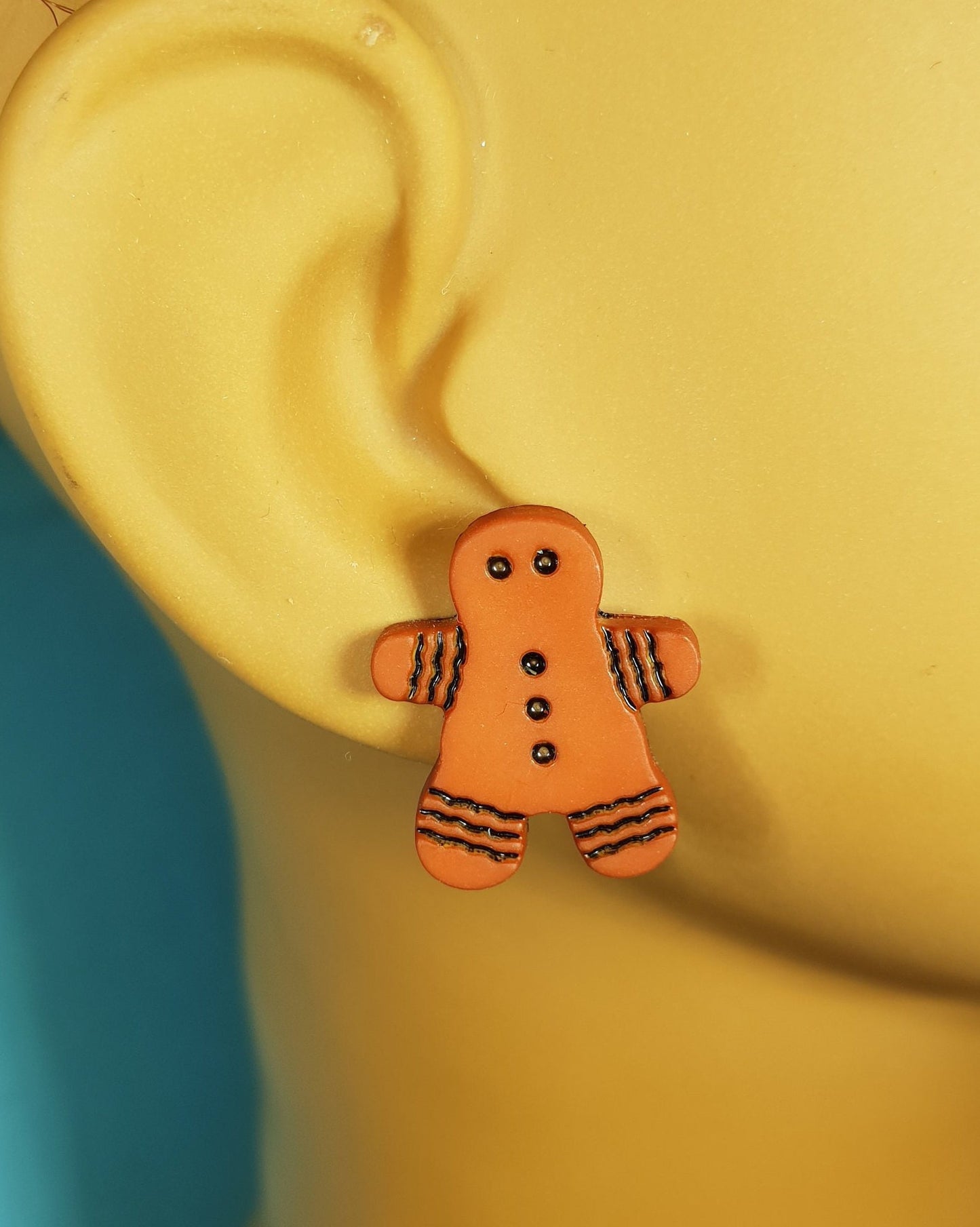 Gingerbread Man Studs, Christmas Earrings, Cookie, Hypoallergenic, Allergy, Nickel, Lead Free, Cute Gift, Stocking Filler