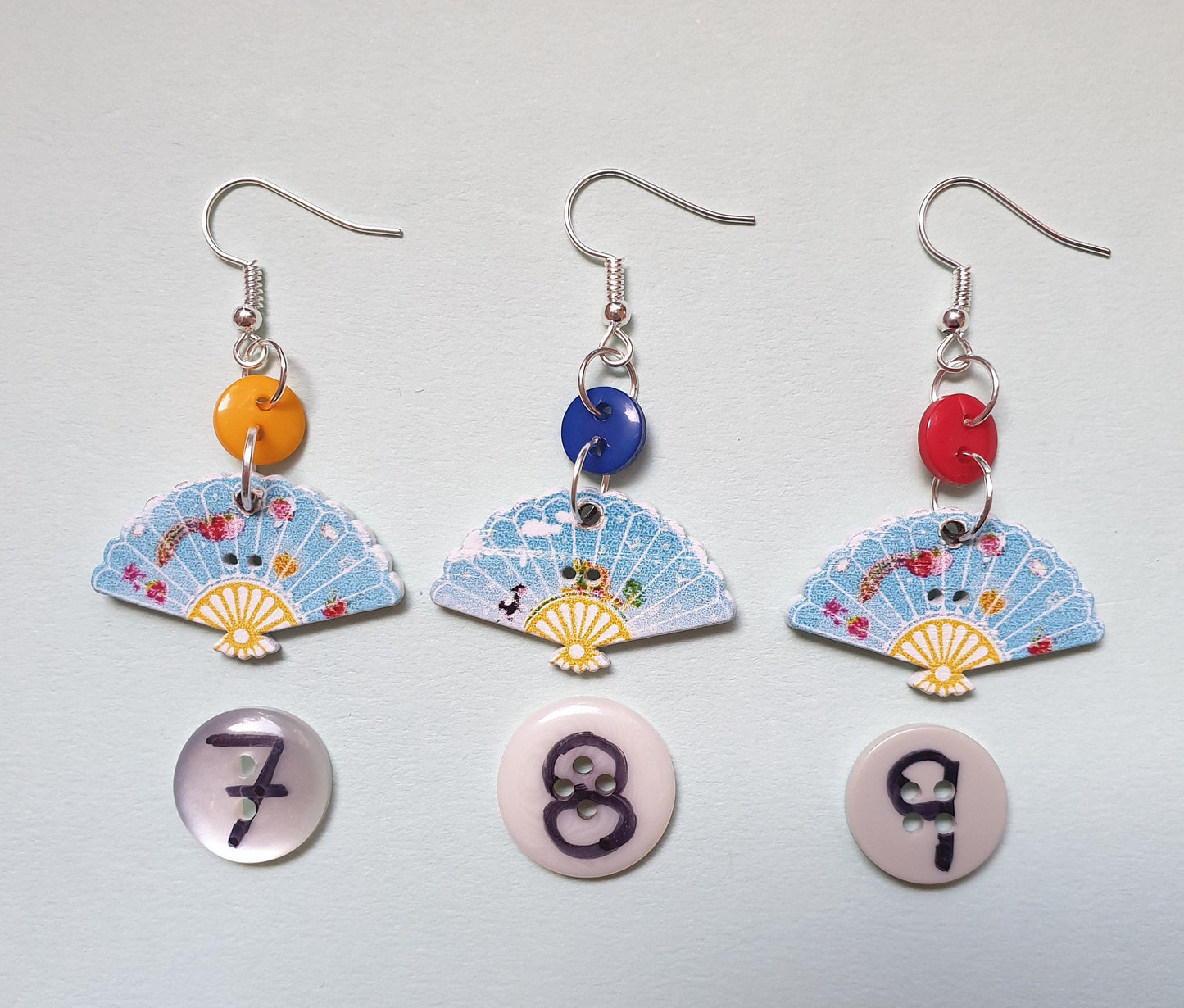 Pretty Wooden Fan Earrings. Unusual, Summer, Clip On, Hypoallergenic Allergy Free Lead and Nickel Free Stocking Filler