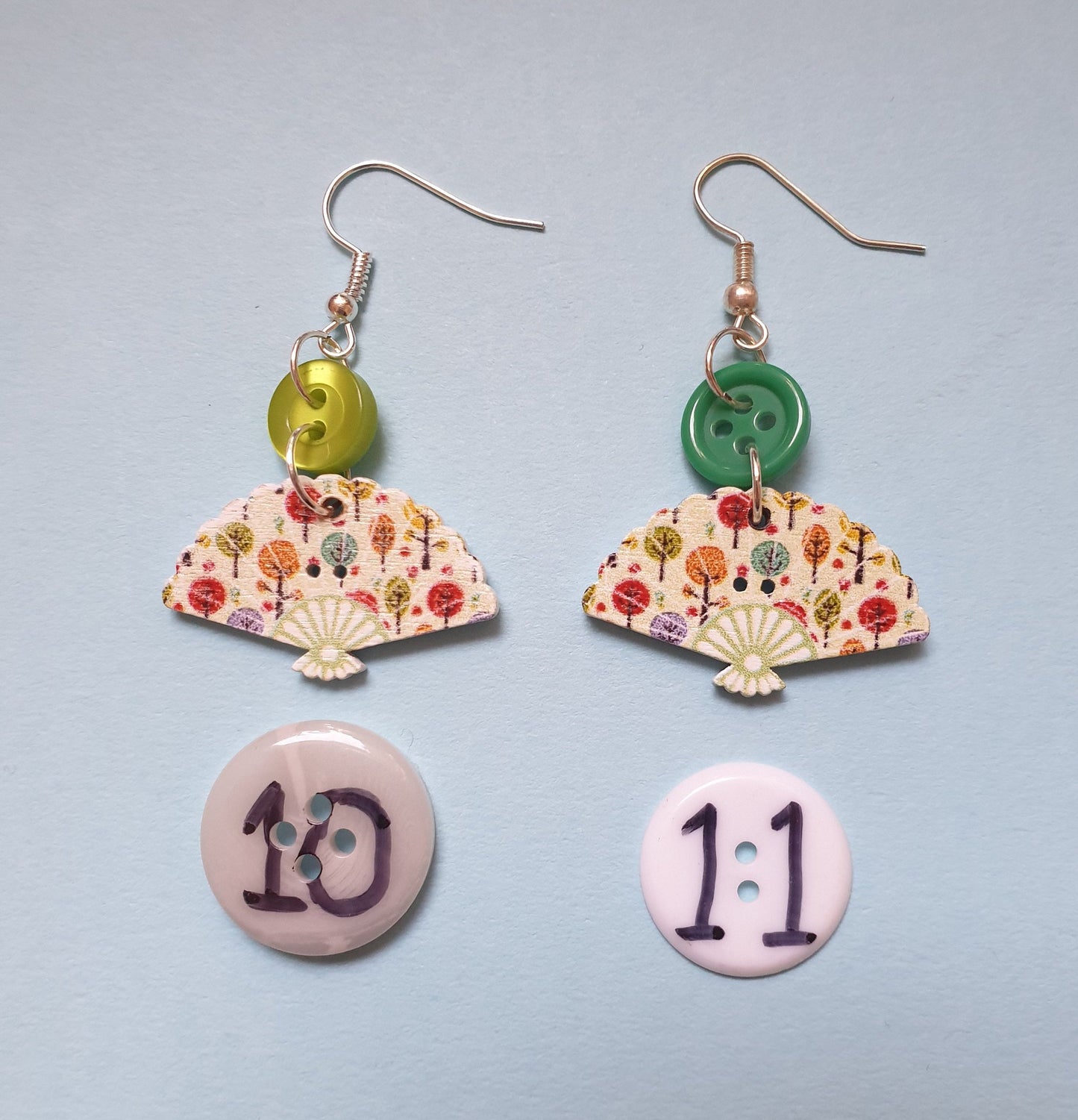 Pretty Wooden Fan Earrings. Unusual, Summer, Clip On, Hypoallergenic Allergy Free Lead and Nickel Free Stocking Filler