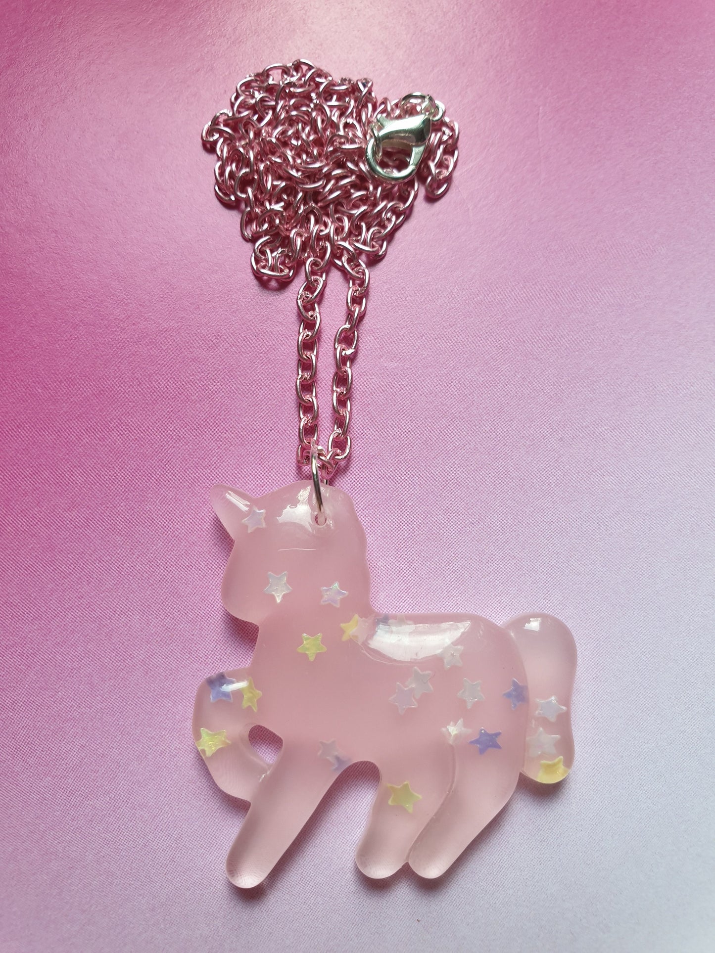 Magical Star Unicorn Necklace Pendant and Chain Fantasy Pretty, Horse, Pony, Magic, Pink, Purple Stocking Filler
