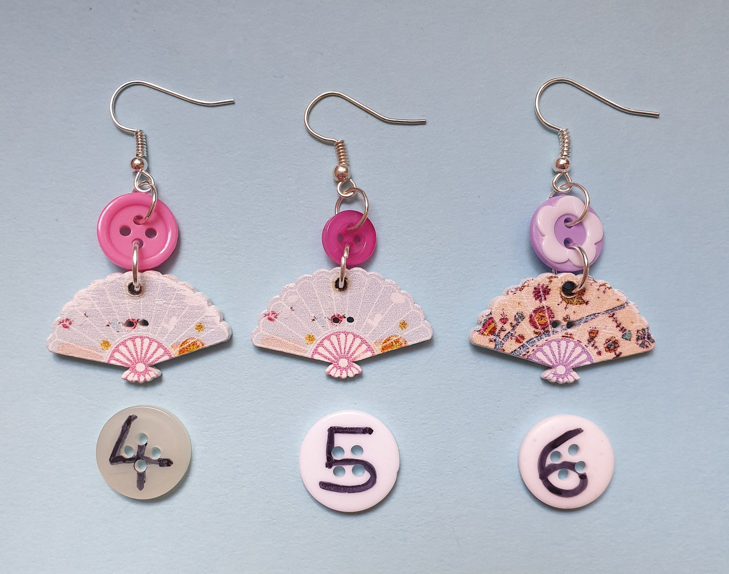 Pretty Wooden Fan Earrings. Unusual, Summer, Clip On, Hypoallergenic Allergy Free Lead and Nickel Free Stocking Filler