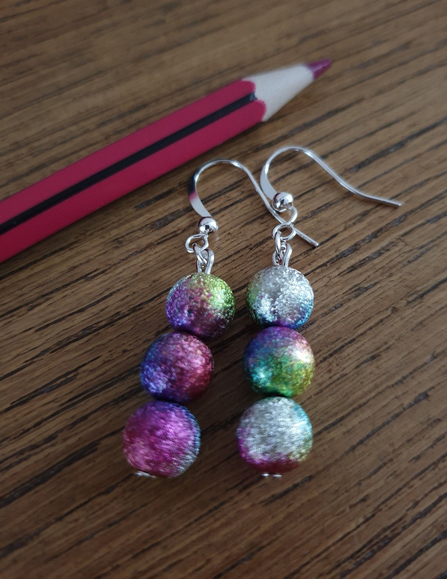 Rainbow Stardust Beaded Earrings. Clip On, Hypoallergenic, Allergy, Lead, Nickel Free