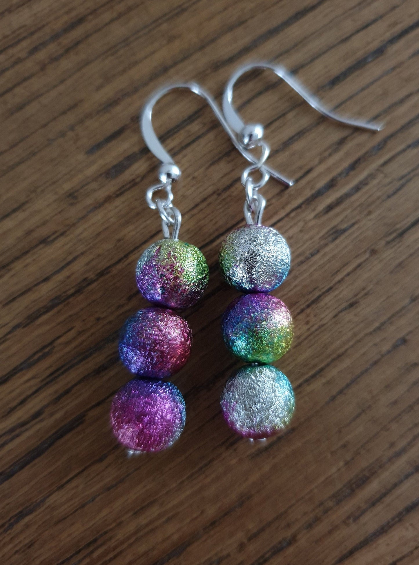 Rainbow Stardust Beaded Earrings. Clip On, Hypoallergenic, Allergy, Lead, Nickel Free